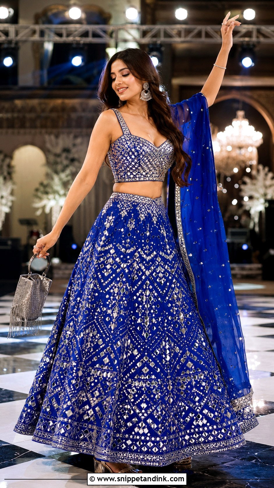 Mirror Work Lehenga For Sister Wedding Sangeet - Snippet and Ink - 20 Indian Sisters Wedding Dresses