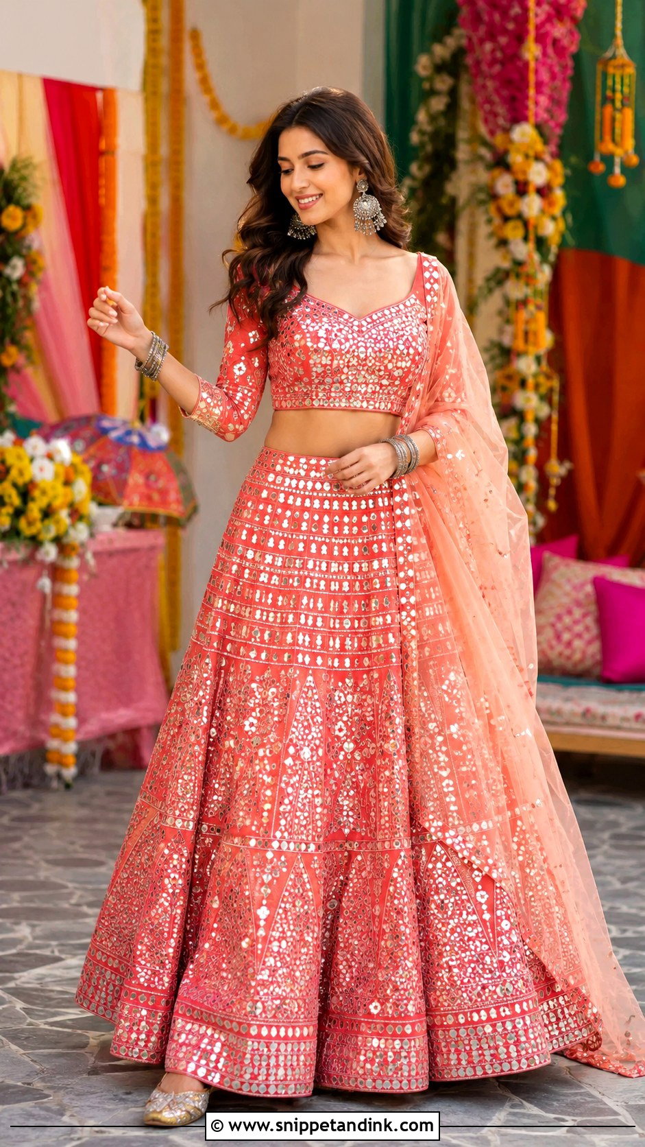 Mirror Work Lehenga For Sister Wedding - Snippet and Ink - 30 Indian Sister Wedding Dress Ideas