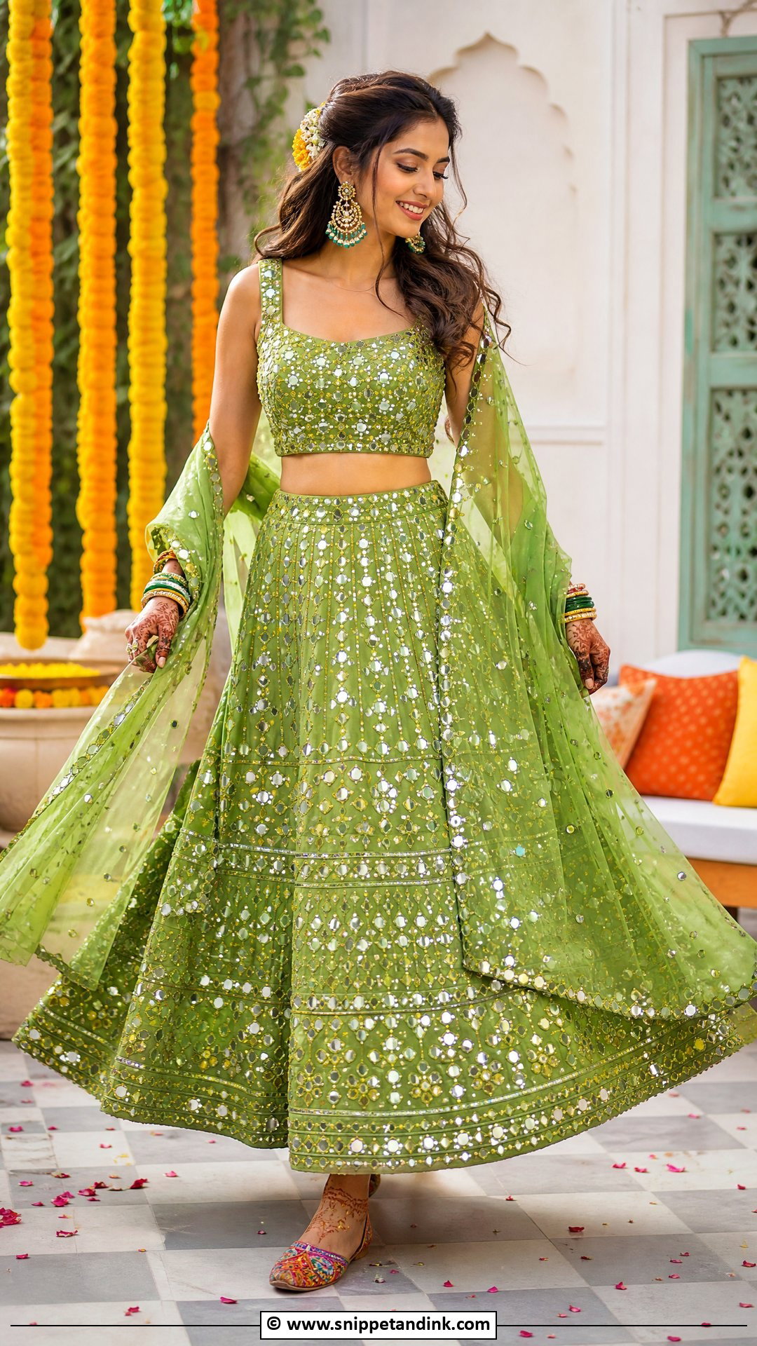 Mirror Work Lehenga Indian Bride Outfit - Snippet and Ink - 35 Indian Bride Ideas