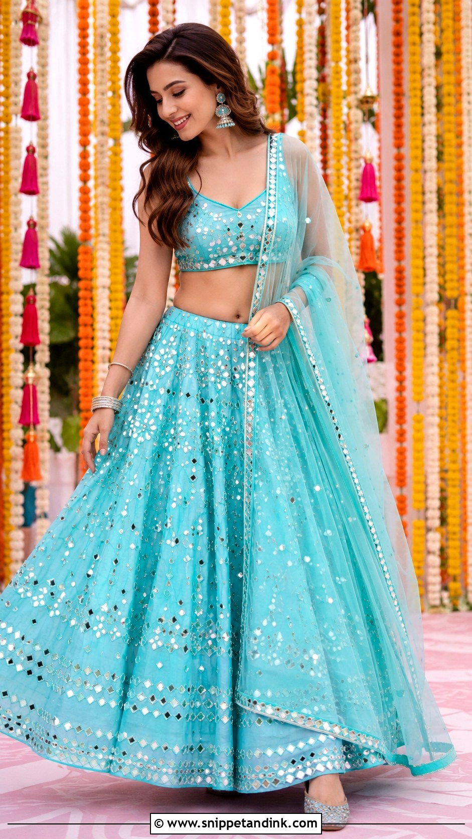 Mirror Work Lehenga Mehendi Outfit - Snippet and Ink - 35 Mehendi Outfits