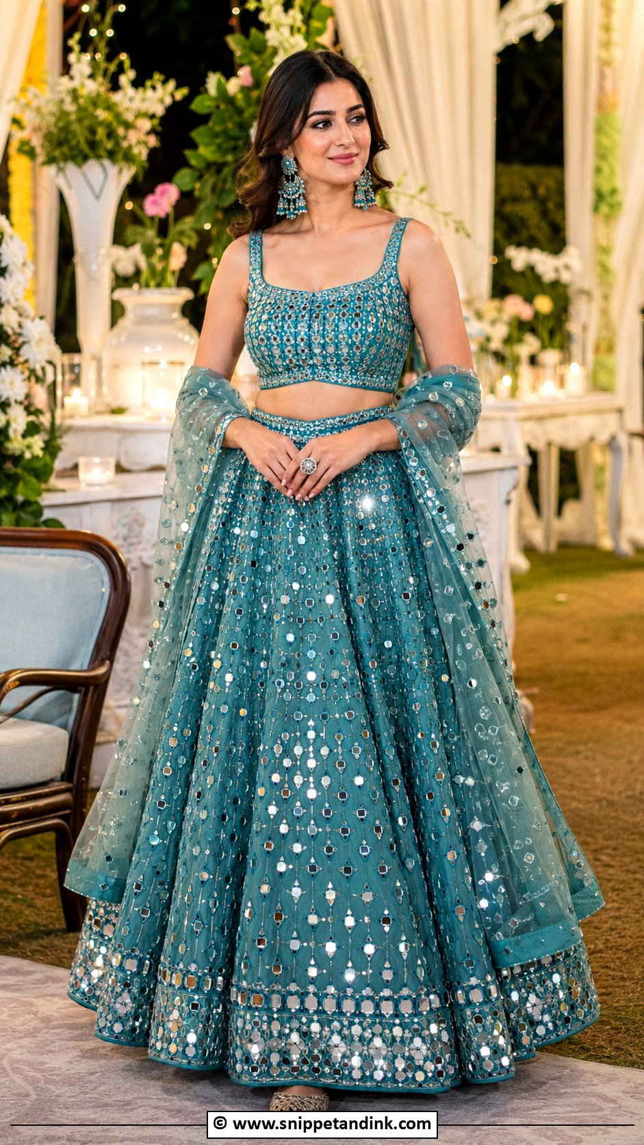 Mirror Work Lehenga Mehendi Outfit For Sister - Snippet and Ink - 30 Mehendi Outfits Sisters