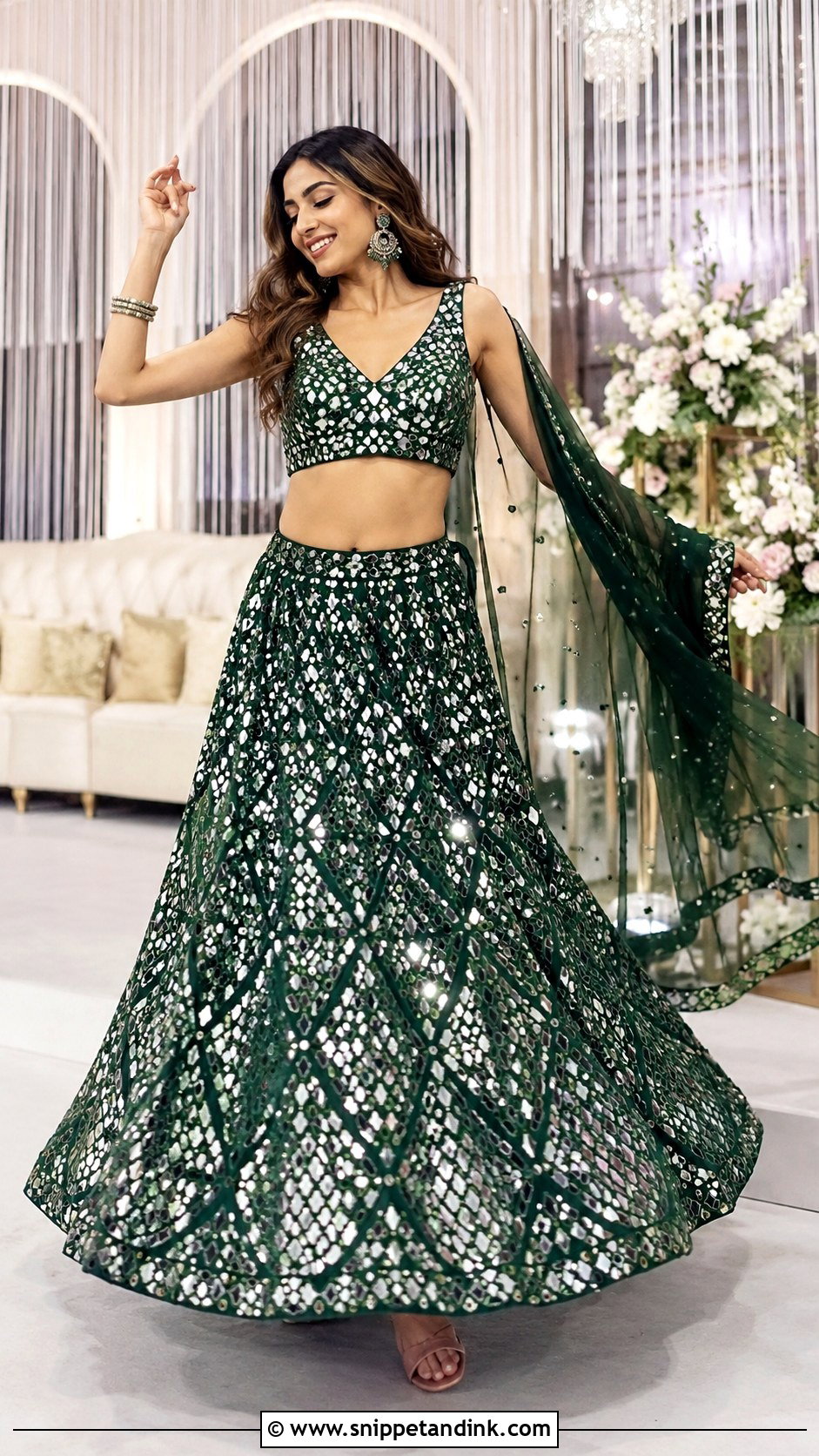 Mirror Work Lehenga Outfit for Sangeet - Snippet and Ink - 20 Indian Outfits for Sisters Wedding