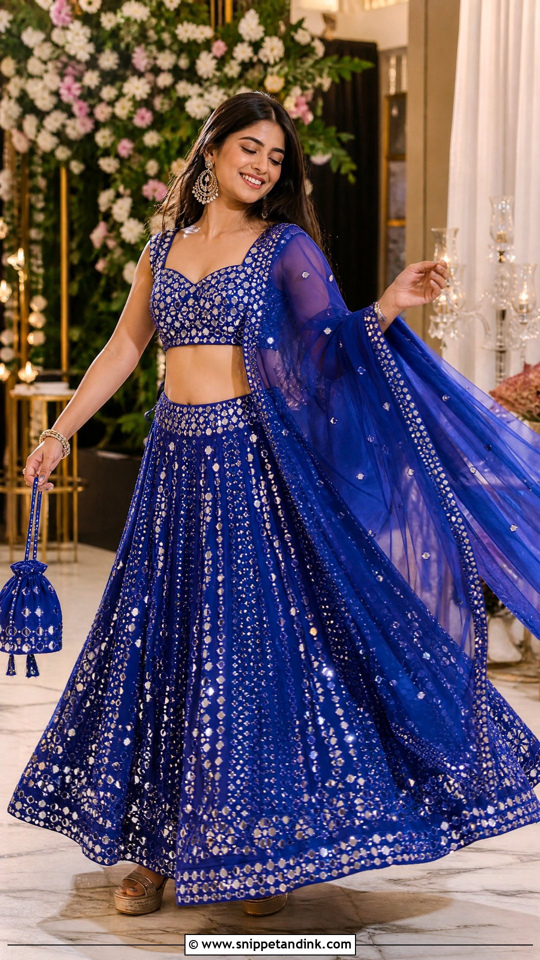Mirror Work Lehenga Outfit for Sisters Sangeet - Snippet and Ink - 20 Sister Marriage Outfit for Sister Ideas