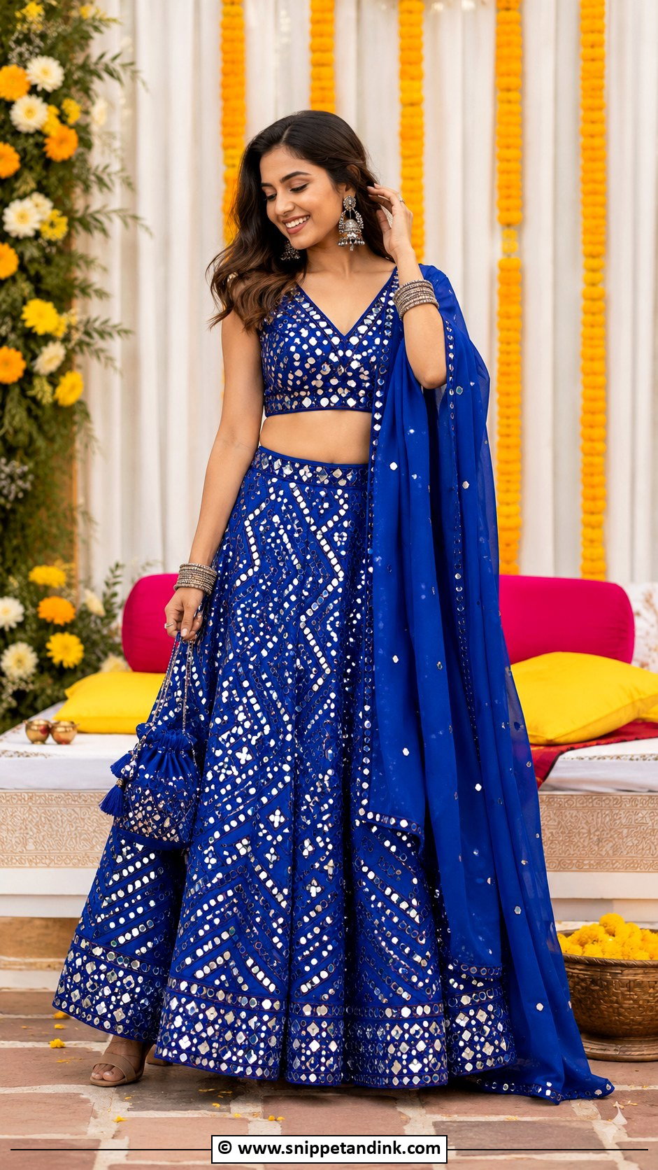 Mirror Work Lehenga Outfit - Snippet and Ink - 30 Indian Wedding Outfit Ideas