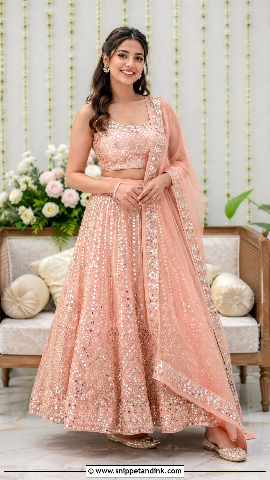 Mirror Work Lehenga Roka Outfit - Snippet and Ink - 30 Roka Outfits for Bride