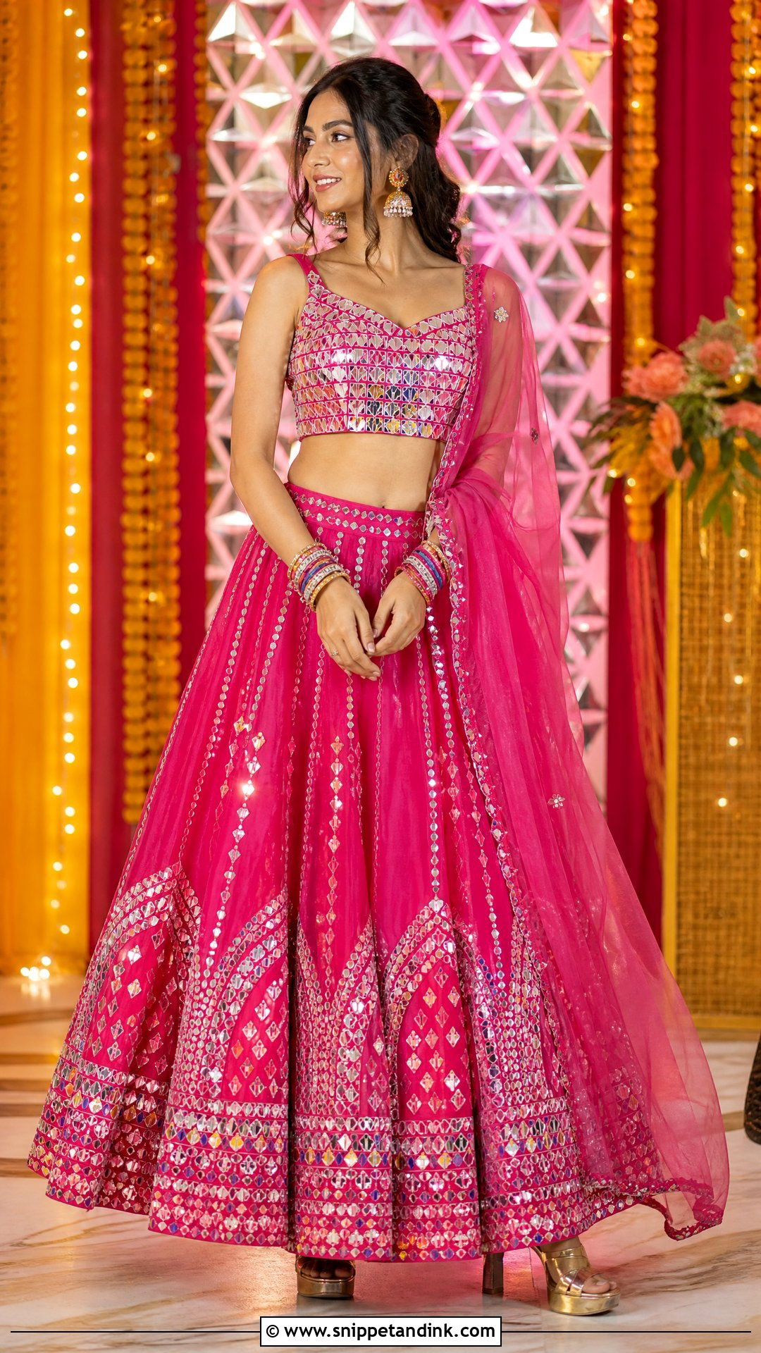 Mirror Work Lehenga Sangeet Dress - Snippet and Ink - 25 Sangeet Dress for Bride Ideas