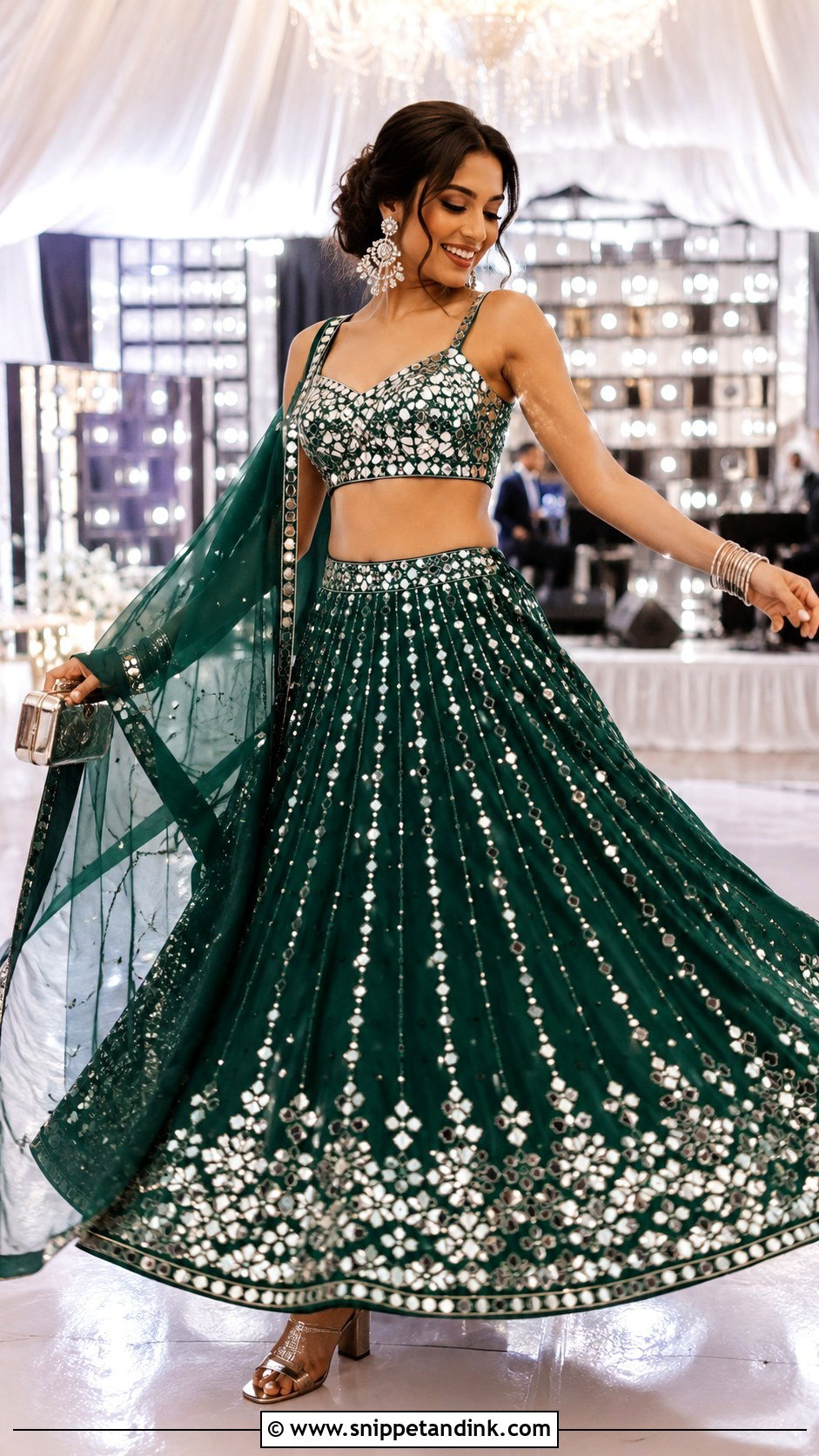 Mirror Work Lehenga Sangeet Outfit - Snippet and Ink - 20 Indian Prewedding Outfit Ideas