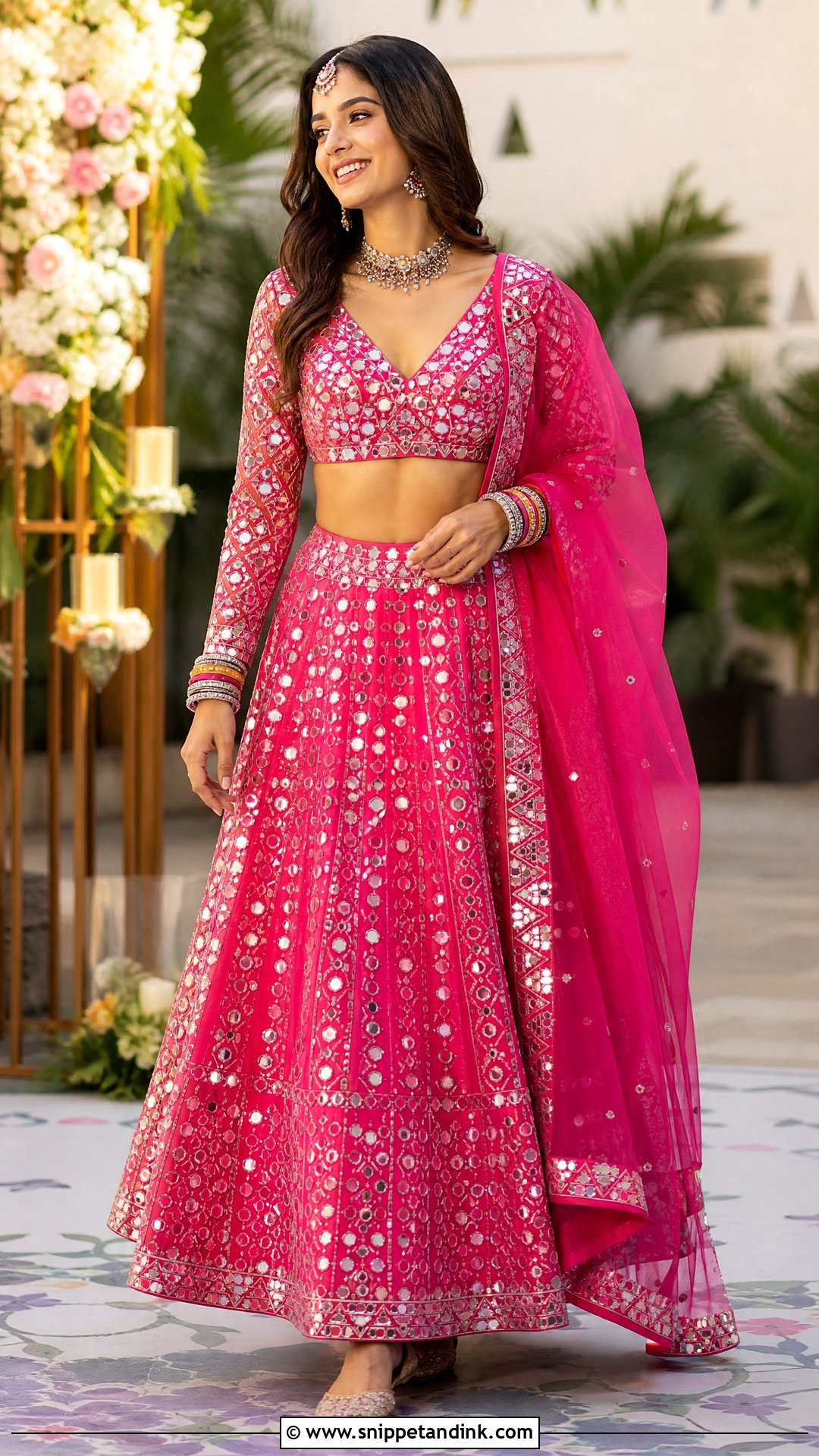 Mirror Work Lehenga Wedding Dress - Snippet and Ink - 25 Traditional Indian Wedding Dress Ideas