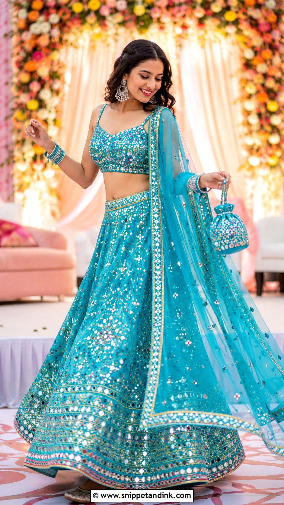Mirror Work Lehenga Wedding Outfit - Snippet and Ink - 20 Ethnic Wedding Outfits