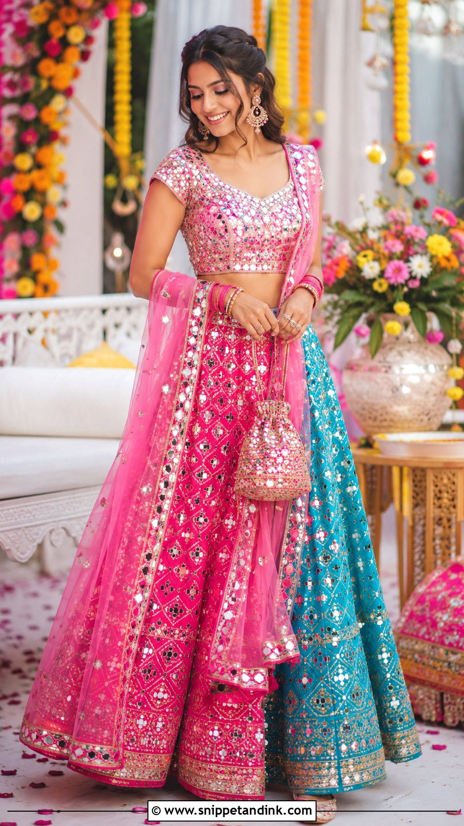 Mirror Work Lehenga for Brides Sister - Snippet and Ink - 20 Bride Sister Outfit for Wedding Ideas