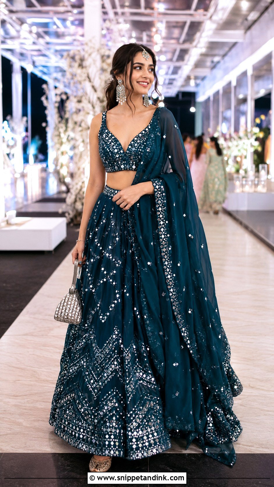 Mirror Work Lehenga for Brothers Sangeet - Snippet and Ink - 20 Brothers Marriage Outfit for Sister Ideas