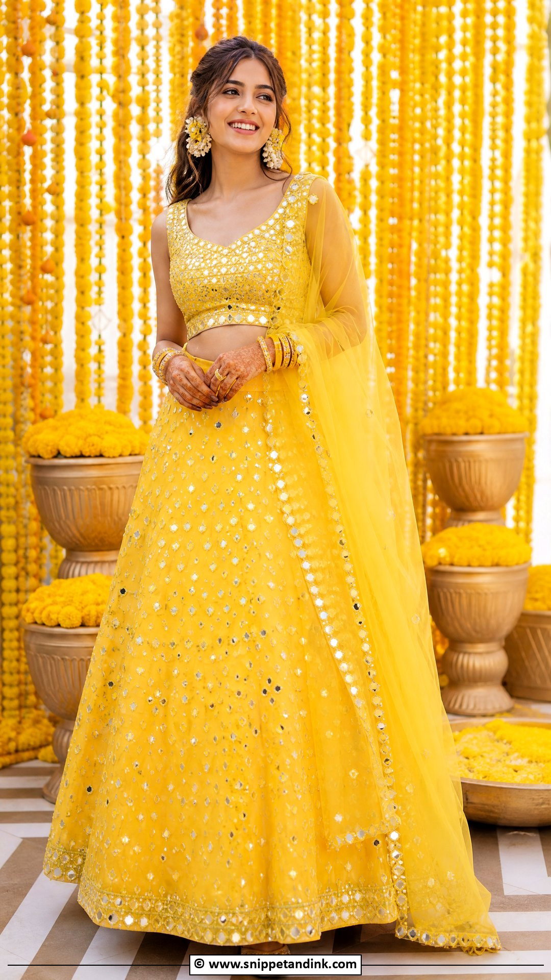 Mirror Work Lehenga for Haldi Bride - Snippet and Ink - 35 Haldi Outfits for Bride