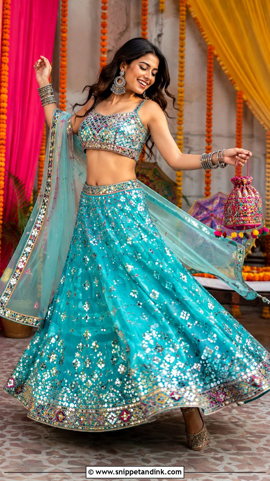 Mirror Work Lehenga for Marriage - Snippet and Ink - 20 Marriage Wear Dresses for Women