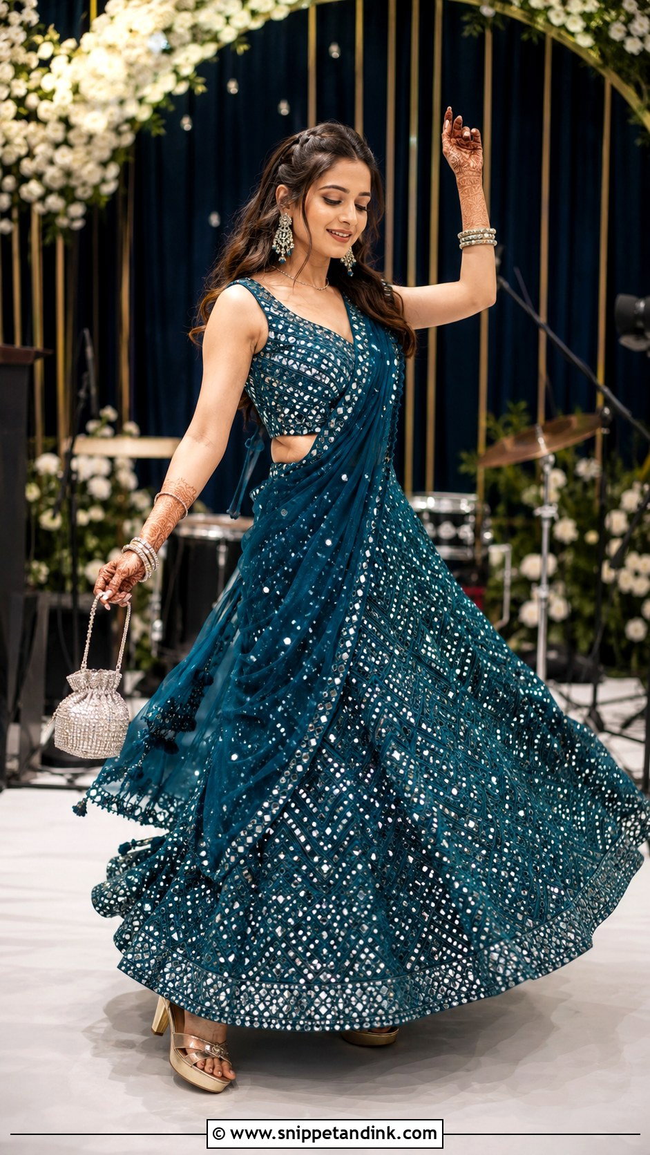 Mirror Work Lehenga for Sangeet - Snippet and Ink - 20 Indian Sister Wedding Outfit Ideas