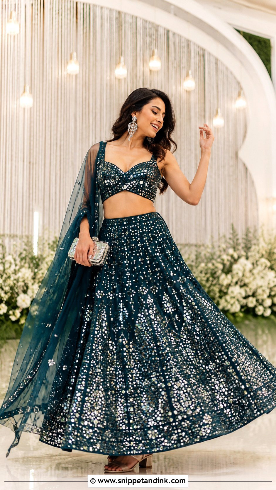 Mirror Work Lehenga for Wedding - Snippet and Ink - 20 Indian Outfit for Wedding Ideas