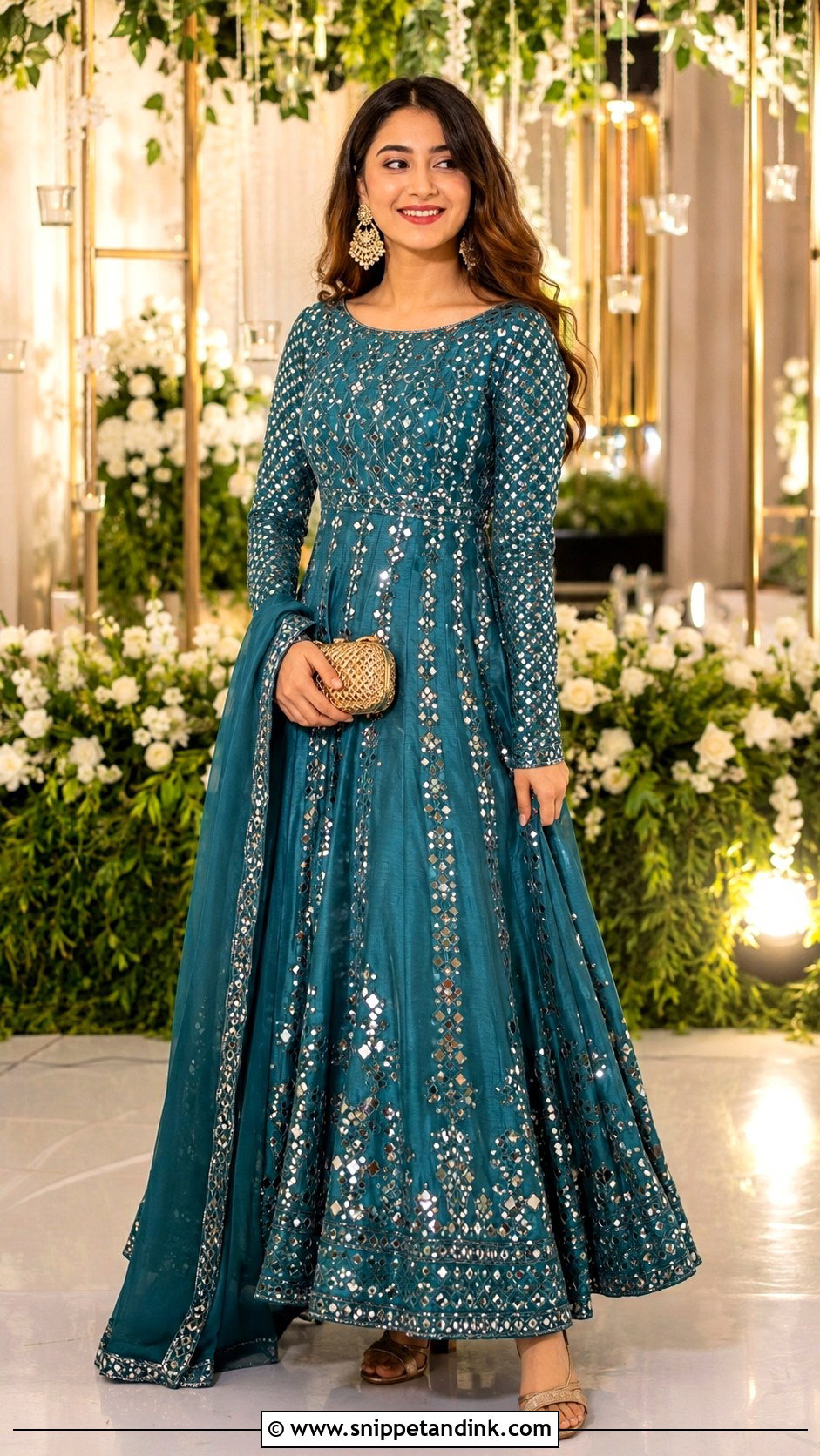 Mirror Work Long Frock for Wedding - Snippet and Ink - 25 Long Frock Designs for Wedding