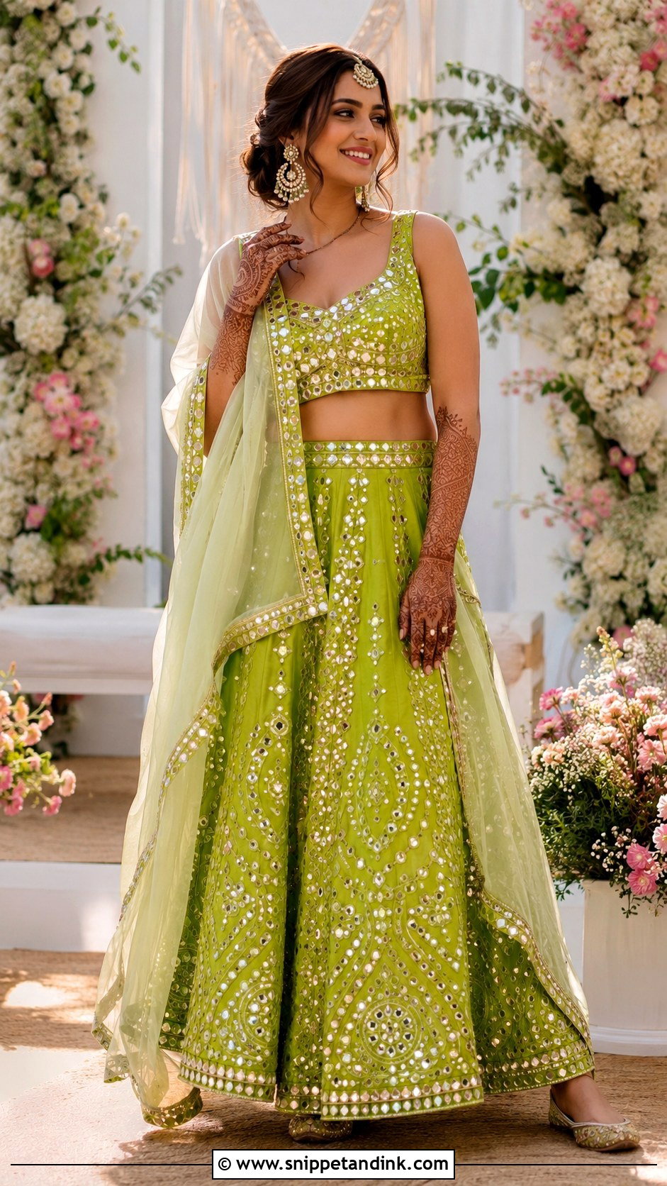 Mirror Work Mehendi Outfit - Snippet and Ink - 25 Mehendi Outfit Ideas for Bride