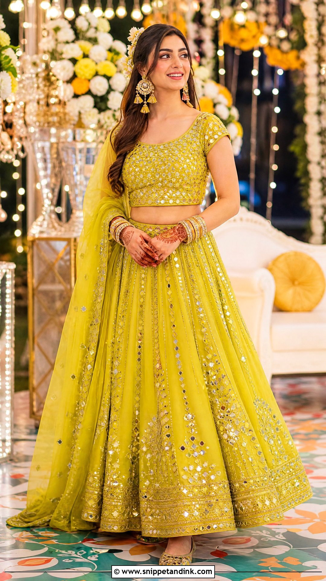Mirror Work Mehndi Dress For Bride - Snippet and Ink - 25 Mehndi Dress for Bride Pakistani Bridal Ideas