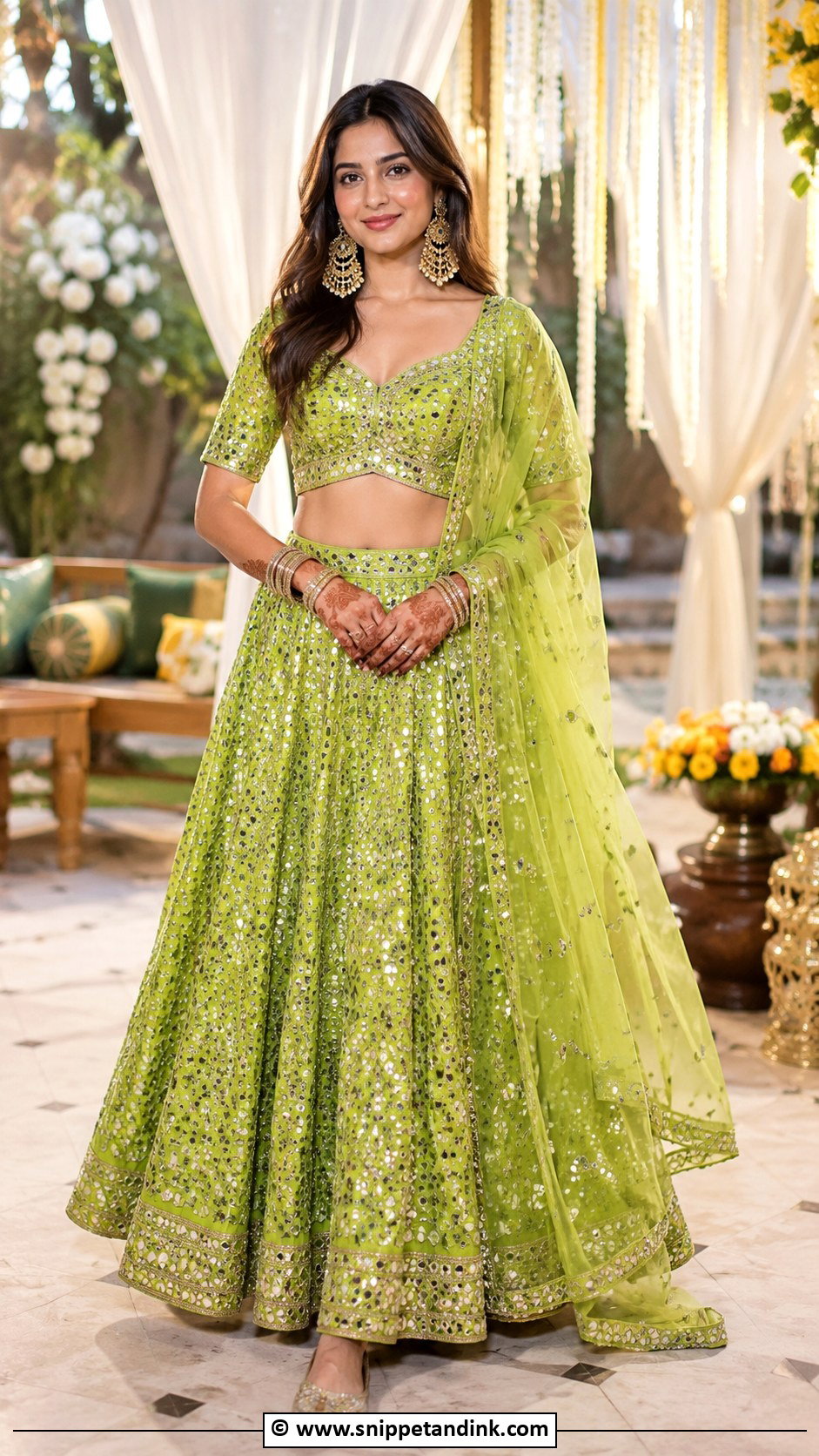 Mirror Work Mehndi Dress - Snippet and Ink - 30 Pakistani Mehndi Dresses