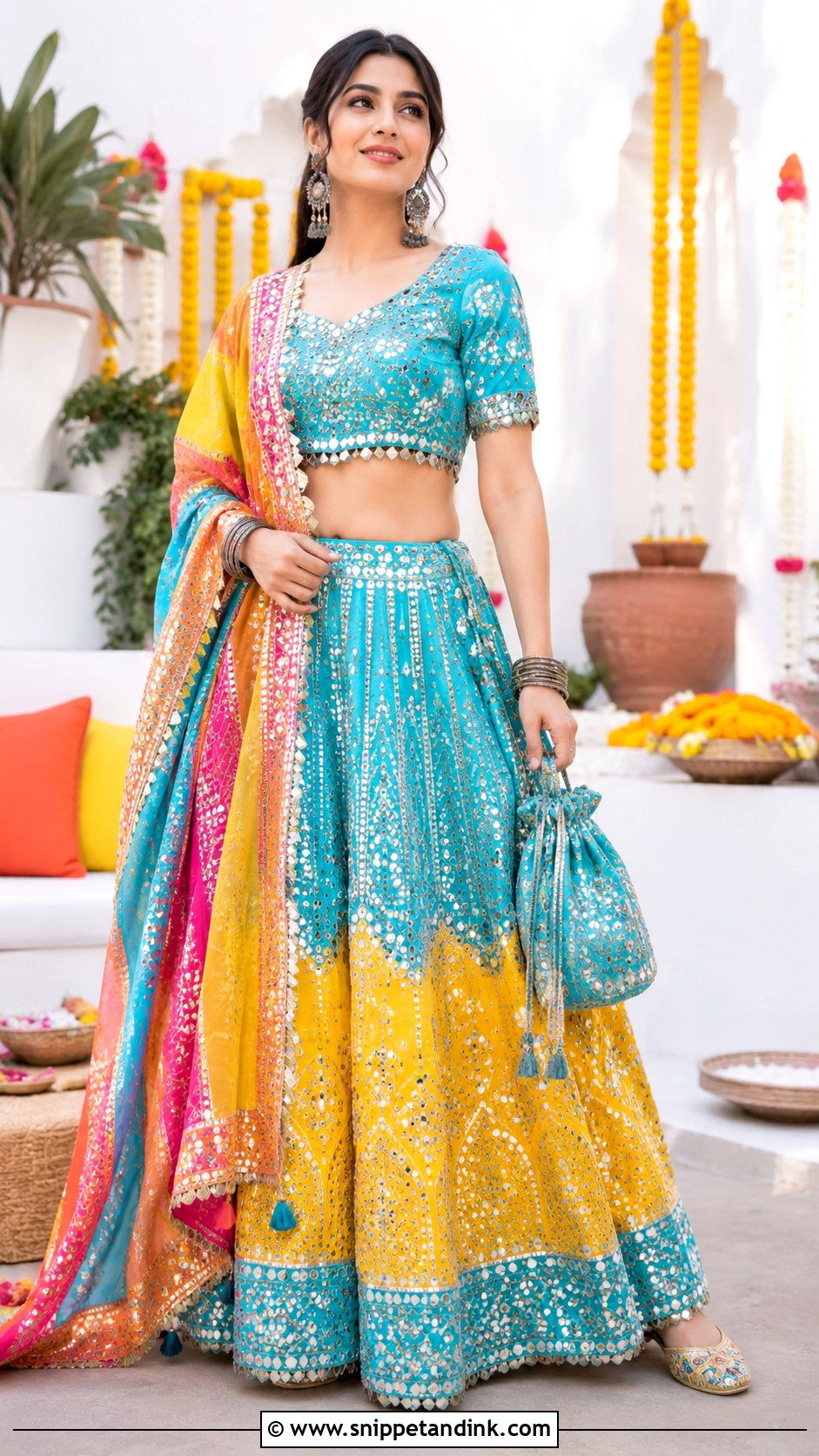 Mirror Work Mehndi Outfit - Snippet and Ink - 25 Latest Pakistani Wedding Outfits