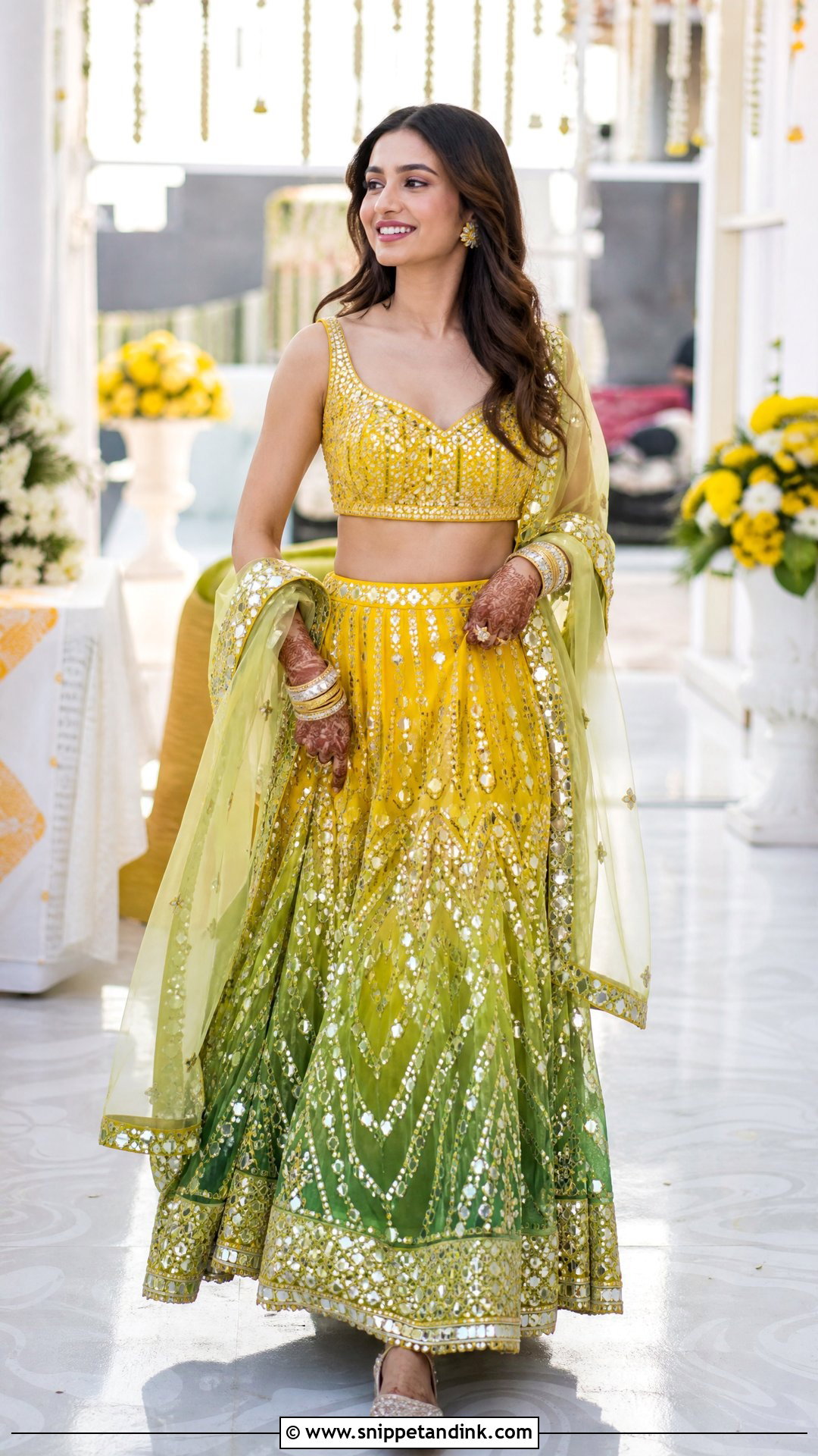 Mirror Work Mehndi Outfit - Snippet and Ink - 25 Mehndi Outfits for Bride