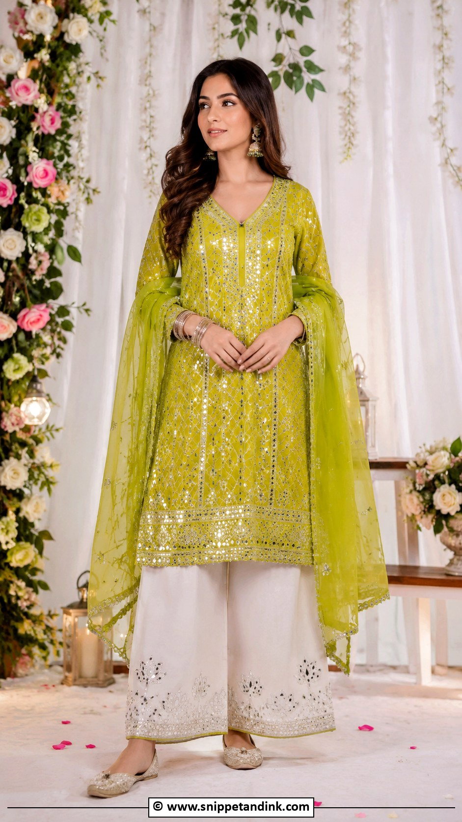 Mirror Work Outfit For Mehandi - Snippet and Ink - 25 Mehandi Outfit Ideas
