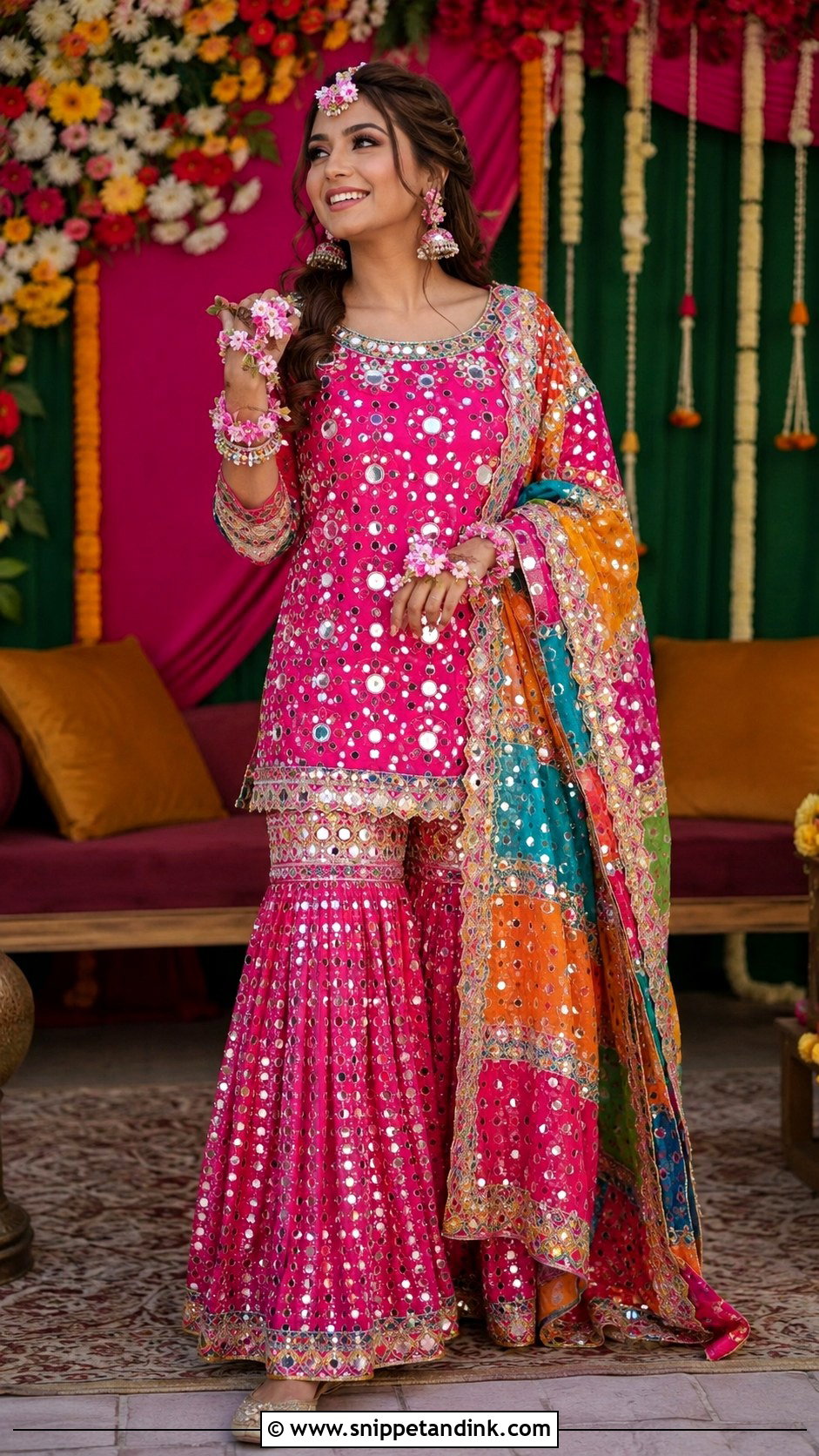 Mirror Work Pakistani Bridal Garara Dress - Snippet and Ink - 25 Garara Dress Pakistani Bridal Ideas