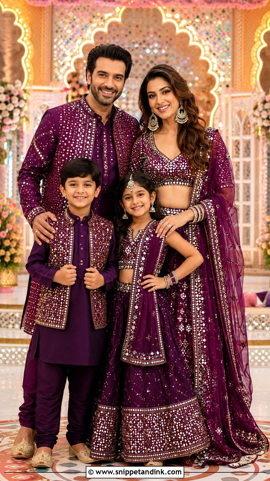 Mirror Work Sangeet Family Outfits - Snippet and Ink - 25 Indian Wedding Family Matching Outfits
