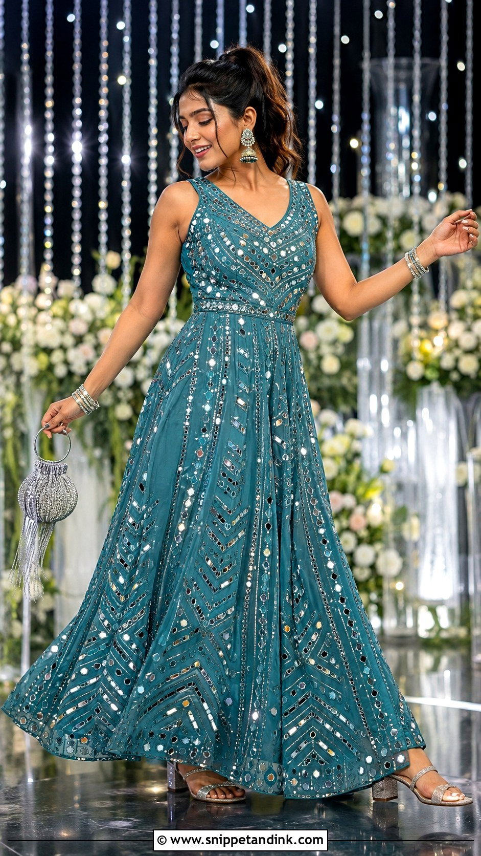 Mirror Work Sangeet Gown - Snippet and Ink - 20 Latest Gown Designs Indian Wedding