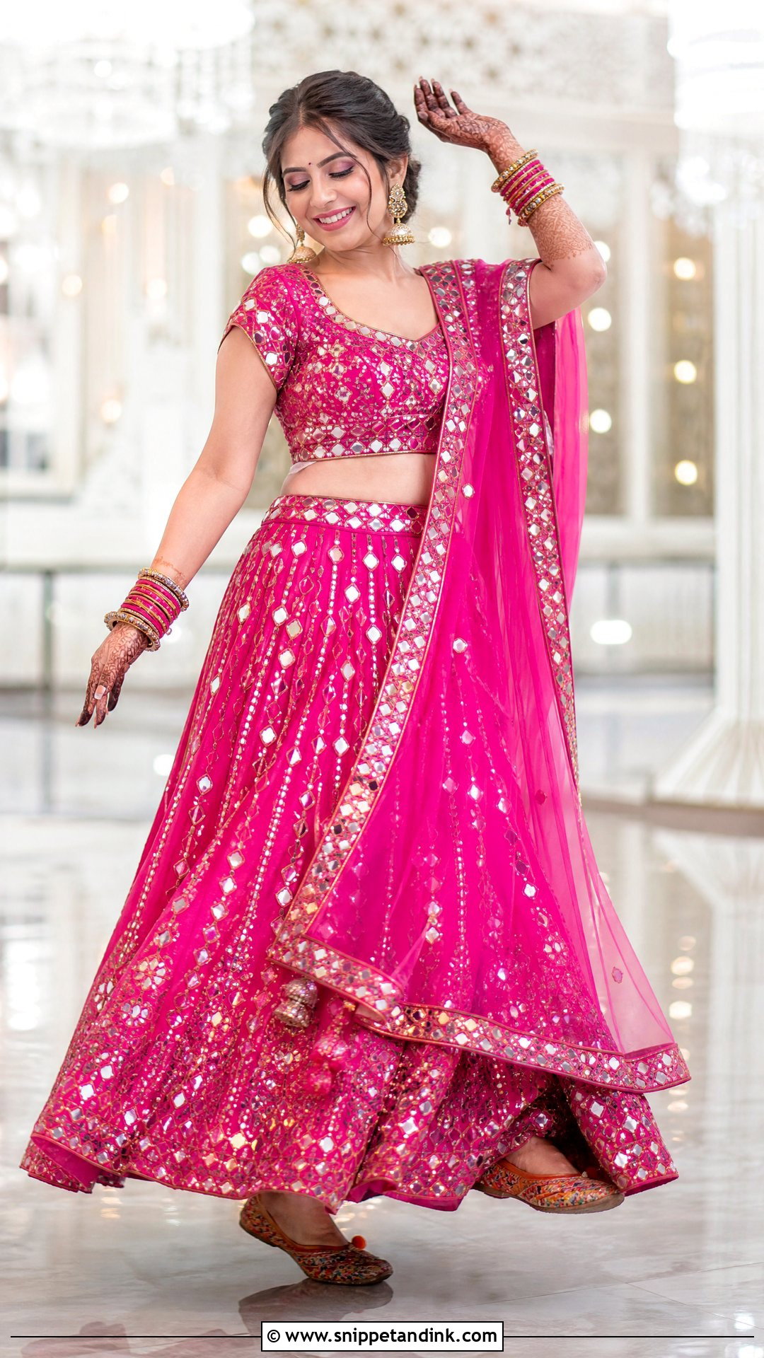 Mirror Work Sangeet Lehenga - Snippet and Ink - 20 Sangeet Outfit Ideas for Bride
