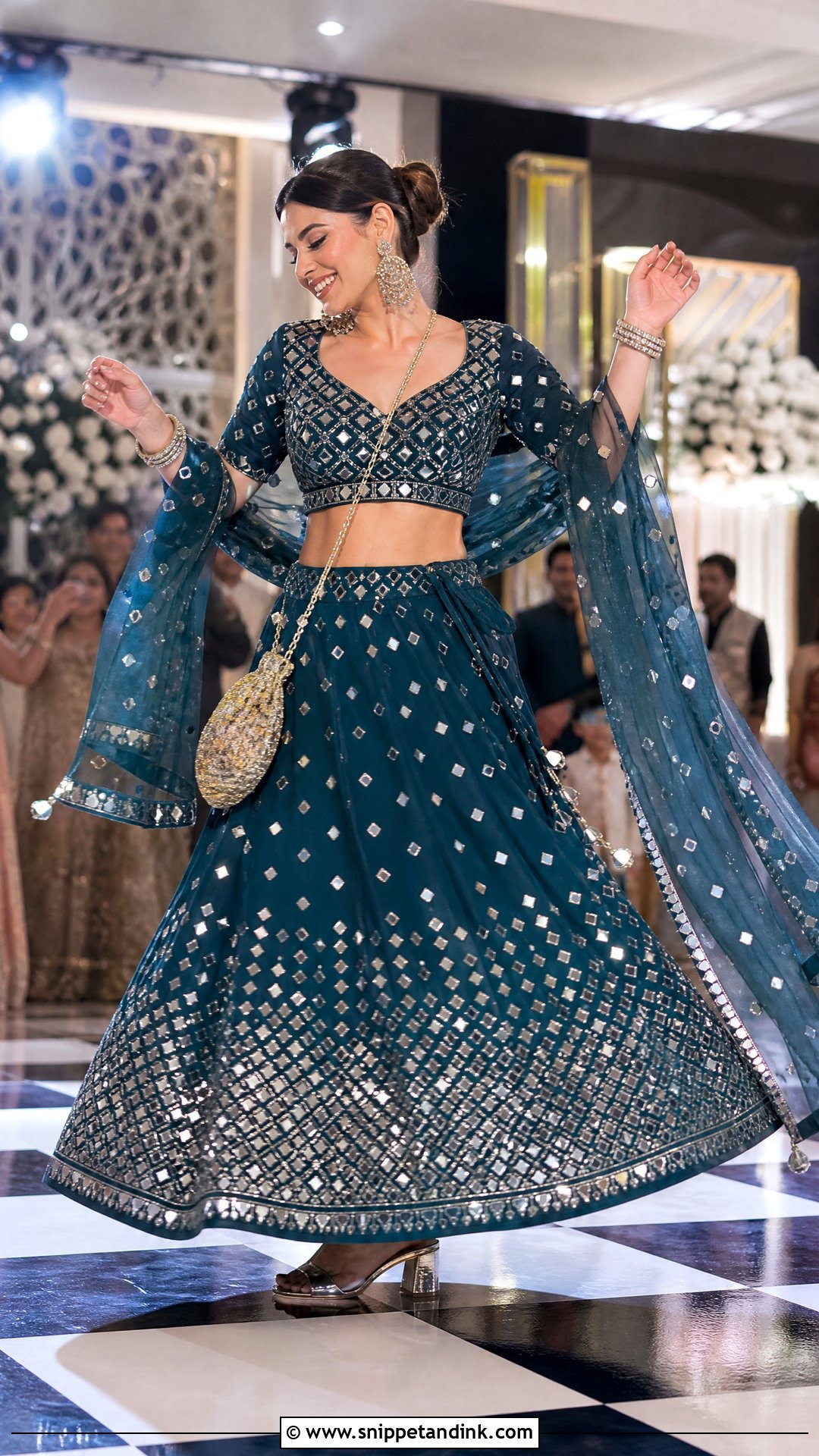 Mirror Work Sangeet Lehenga For North Indian Wedding - Snippet and Ink - 20 North Indian Wedding Outfits