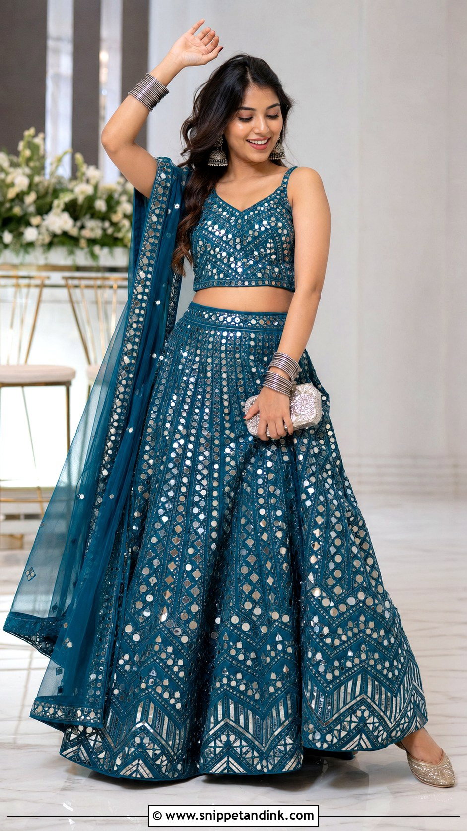 Mirror Work Sangeet Lengha - Snippet and Ink - 20 Beautiful Lengha Ideas
