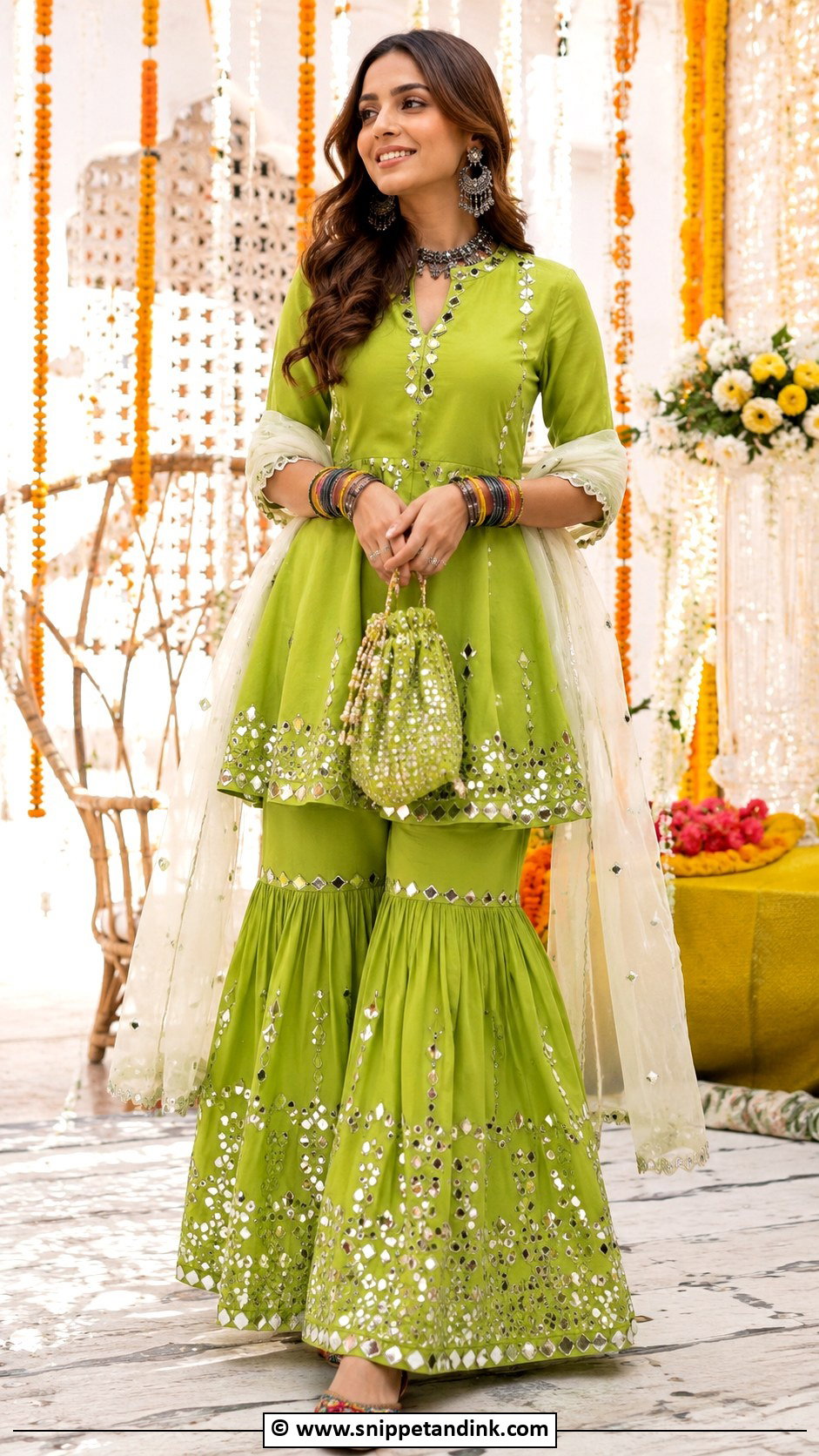 Mirror Work Sarara Dress - Snippet and Ink - 30 Sarara Dress Indian Weddings Ideas