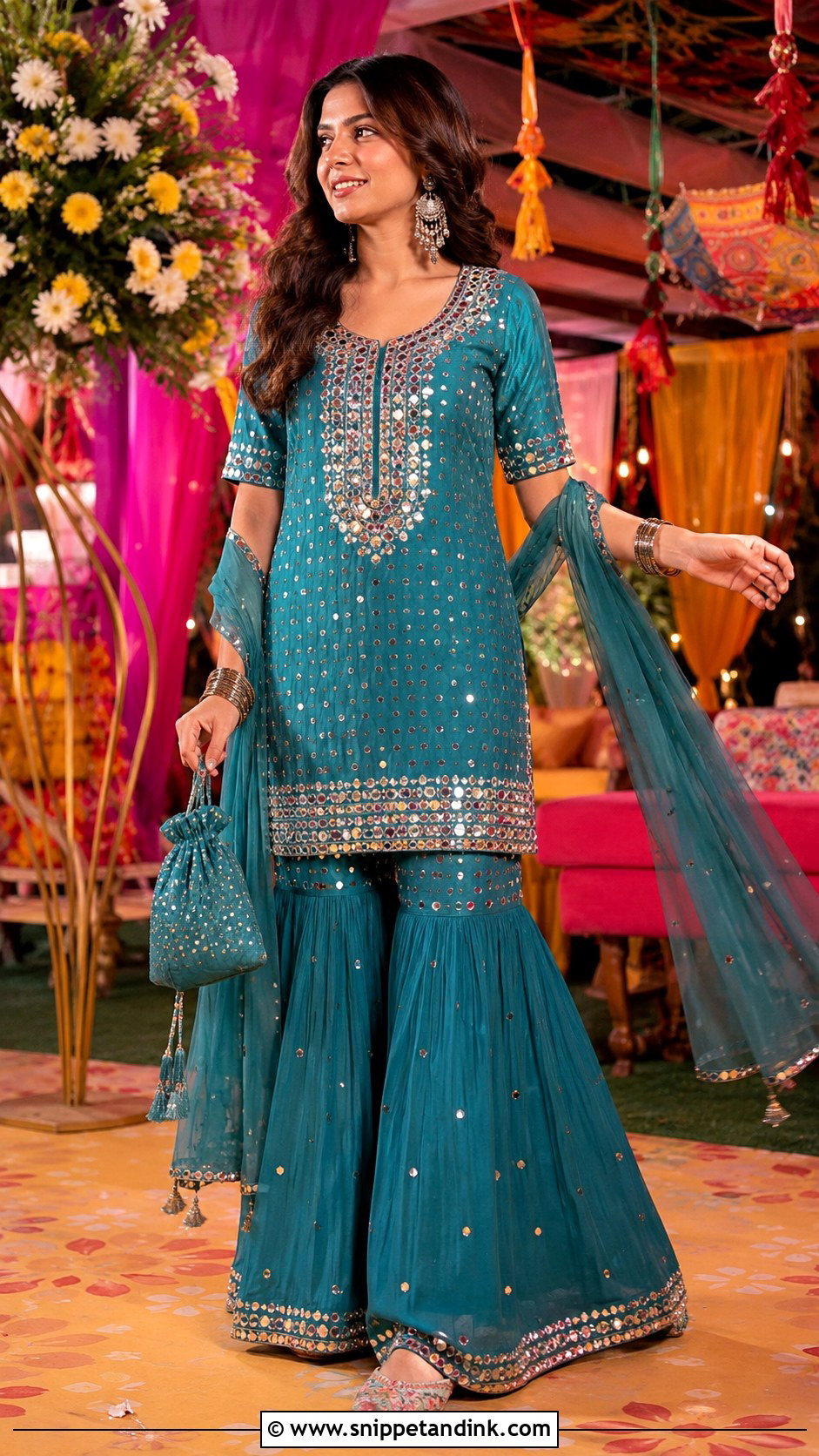 Mirror Work Sharara Outfit - Snippet and Ink - 25 Wedding Sharara Ideas