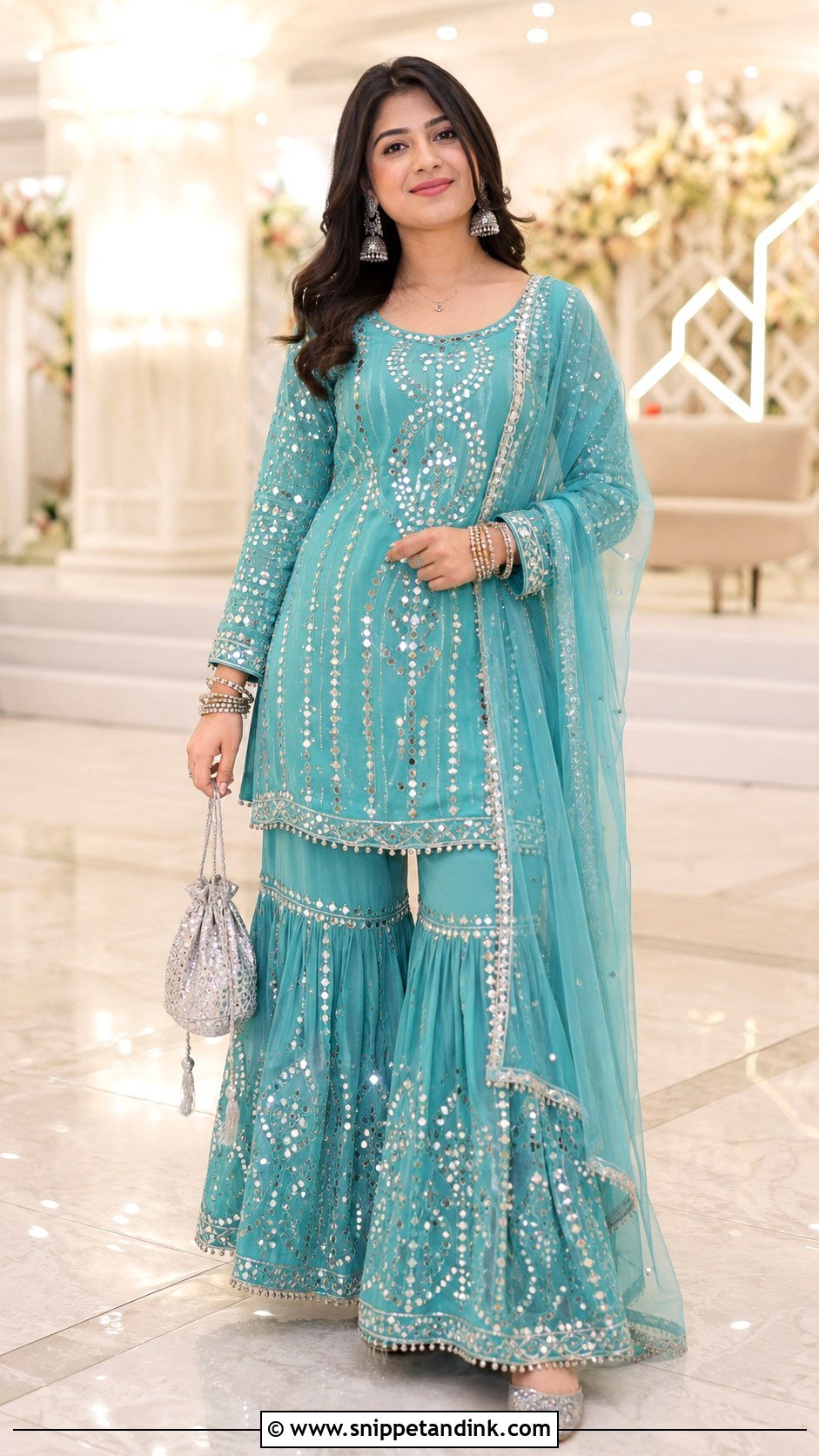 Mirror Work Sharara Roka Outfit - Snippet and Ink - 20 Roka Ceremony Outfits for Sister