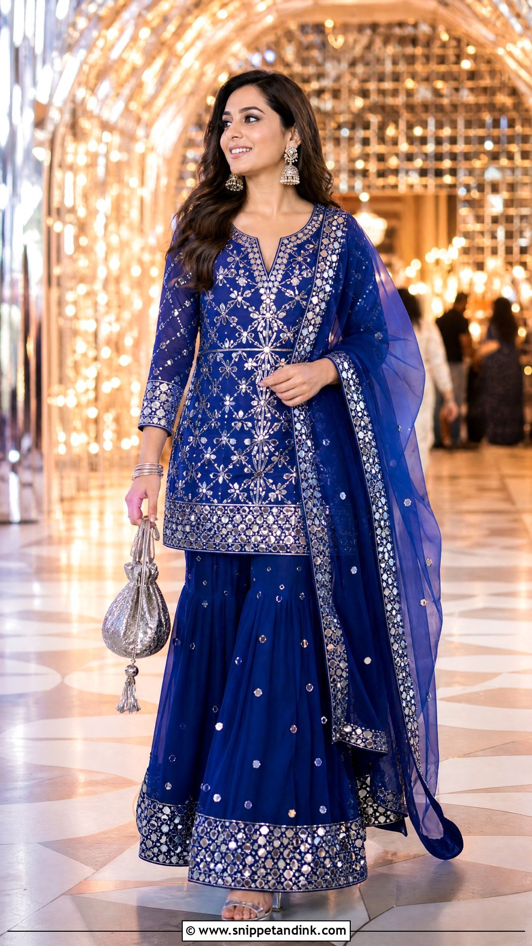 Mirror Work Sharara Set - Snippet and Ink - 20 Sharara Designs Party Wear Indian Weddings