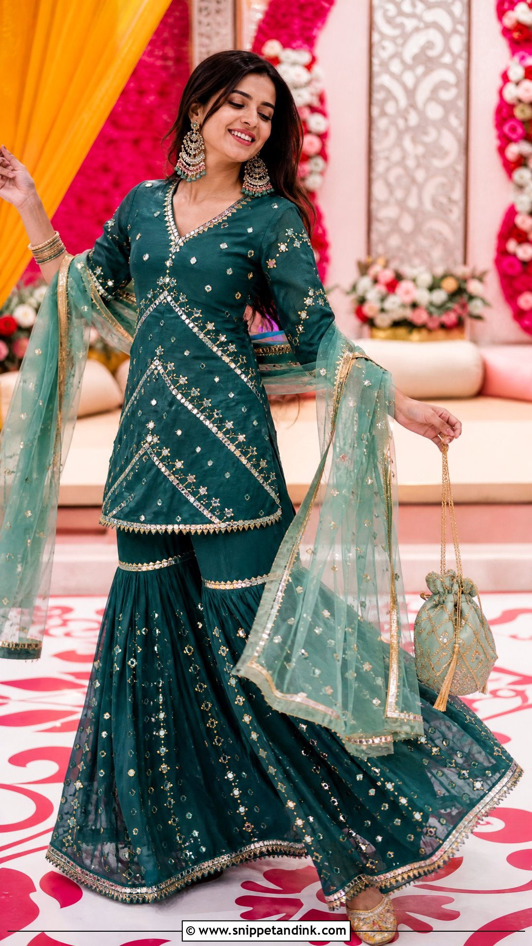 Mirror Work Sharara for Brothers Wedding - Snippet and Ink - 20 Outfit Ideas for Brothers Wedding