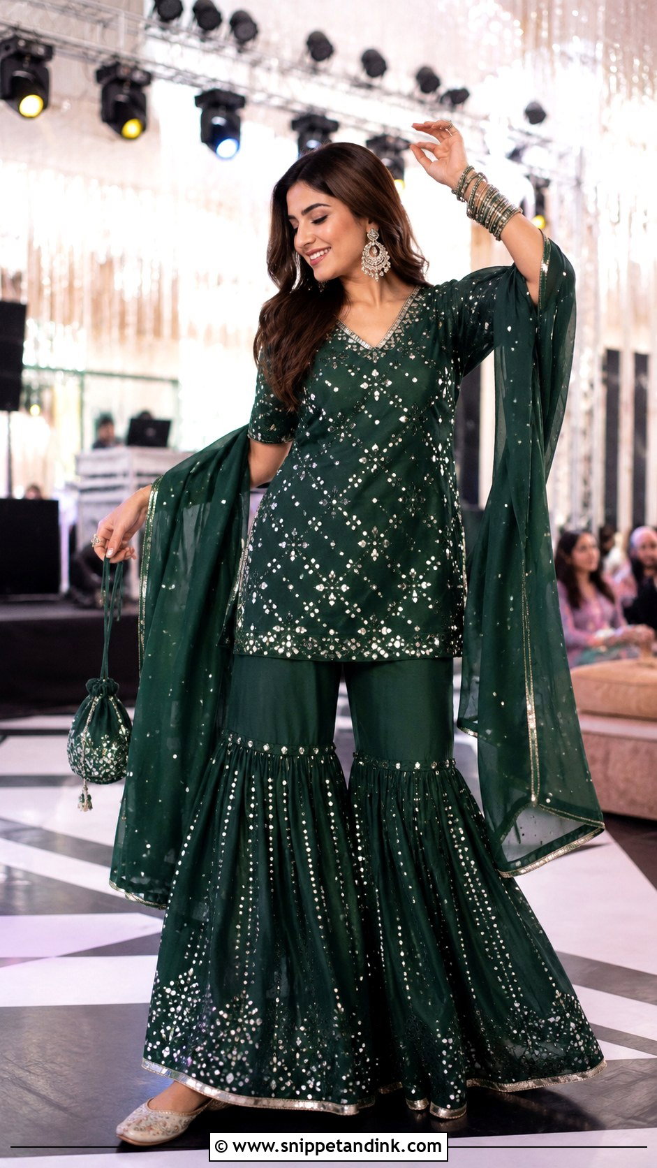 Mirror Work Sharara for Sangeet - Snippet and Ink - 20 Indian Wedding Dress for Sisters Wedding Ideas
