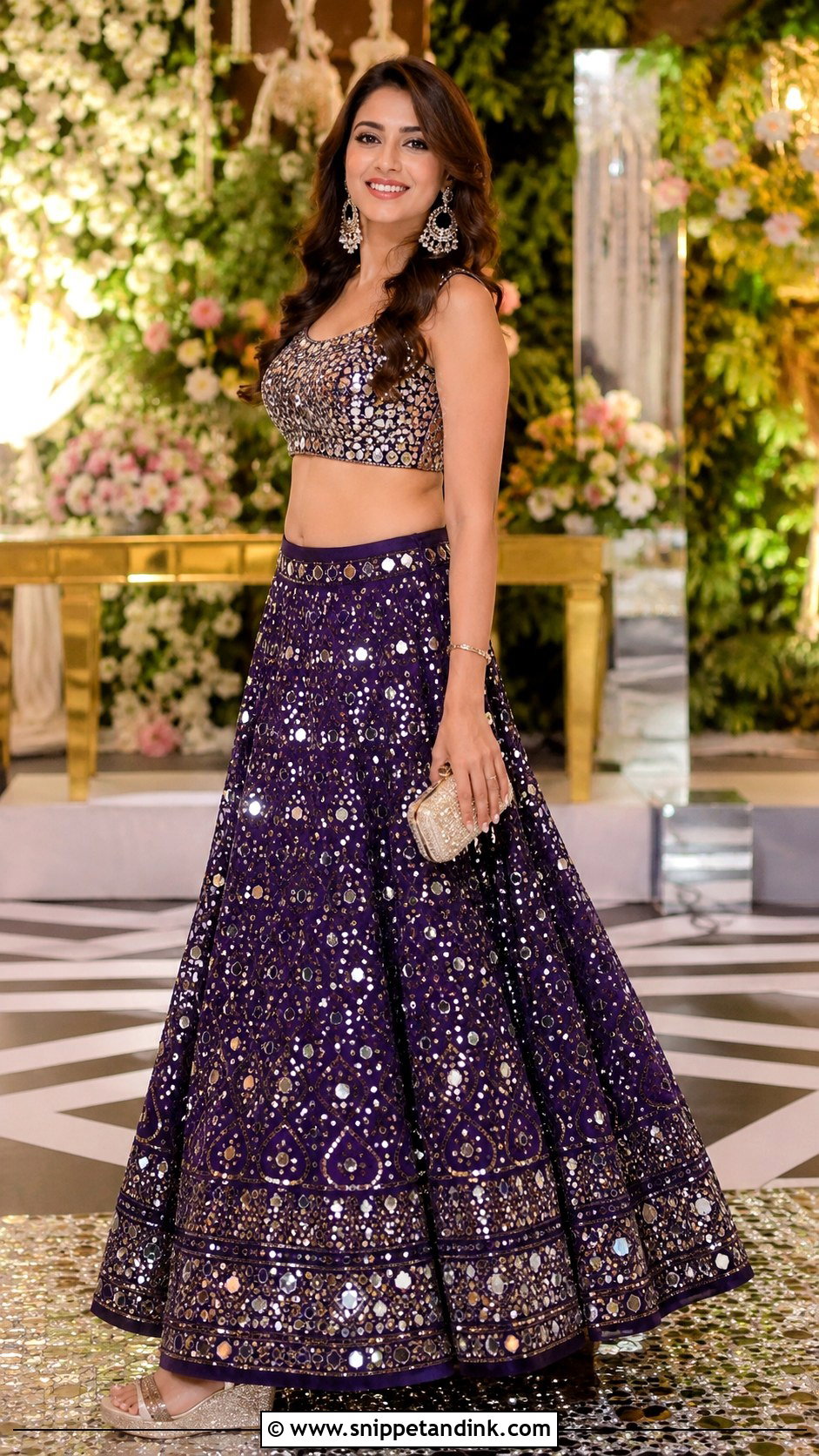 Mirror Work Skirt And Crop Top For Sangeet - Snippet and Ink - 25 Skirt and Crop Top Indian Weddings Ideas