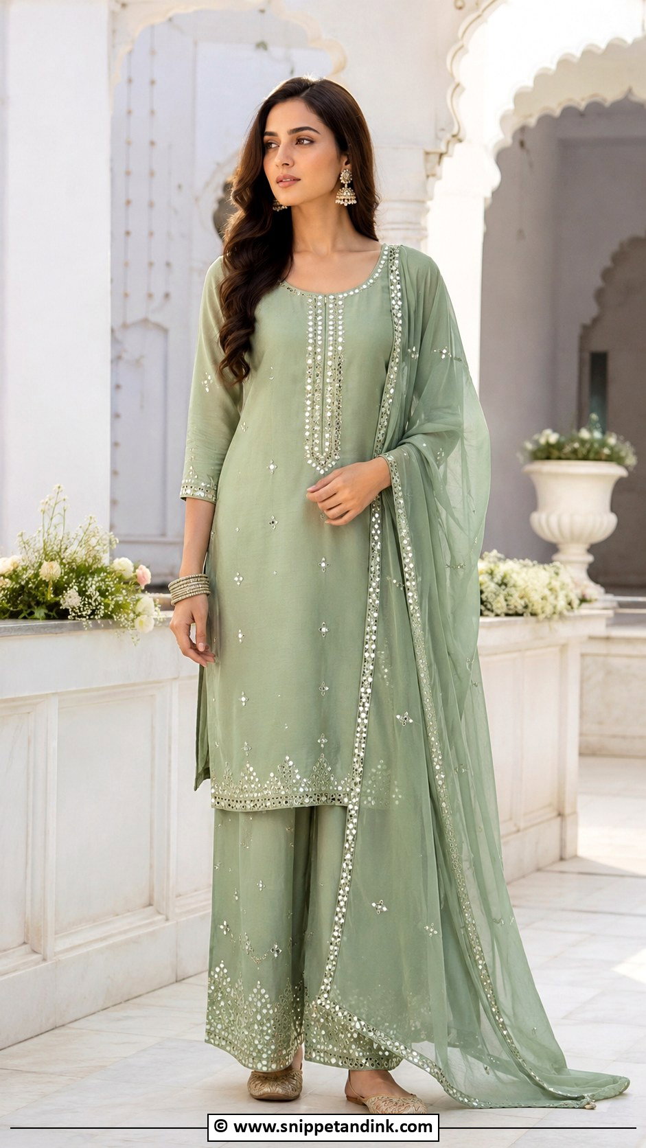 Mirror Work Suit For Anand Karaj - Snippet and Ink - 30 Anand Karaj Suit Ideas