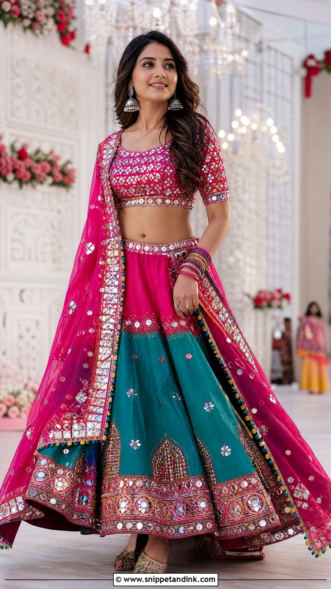 Mirror Work Wedding Garba Chaniya Choli - Snippet and Ink - 20 Wedding Garba Outfit Ideas