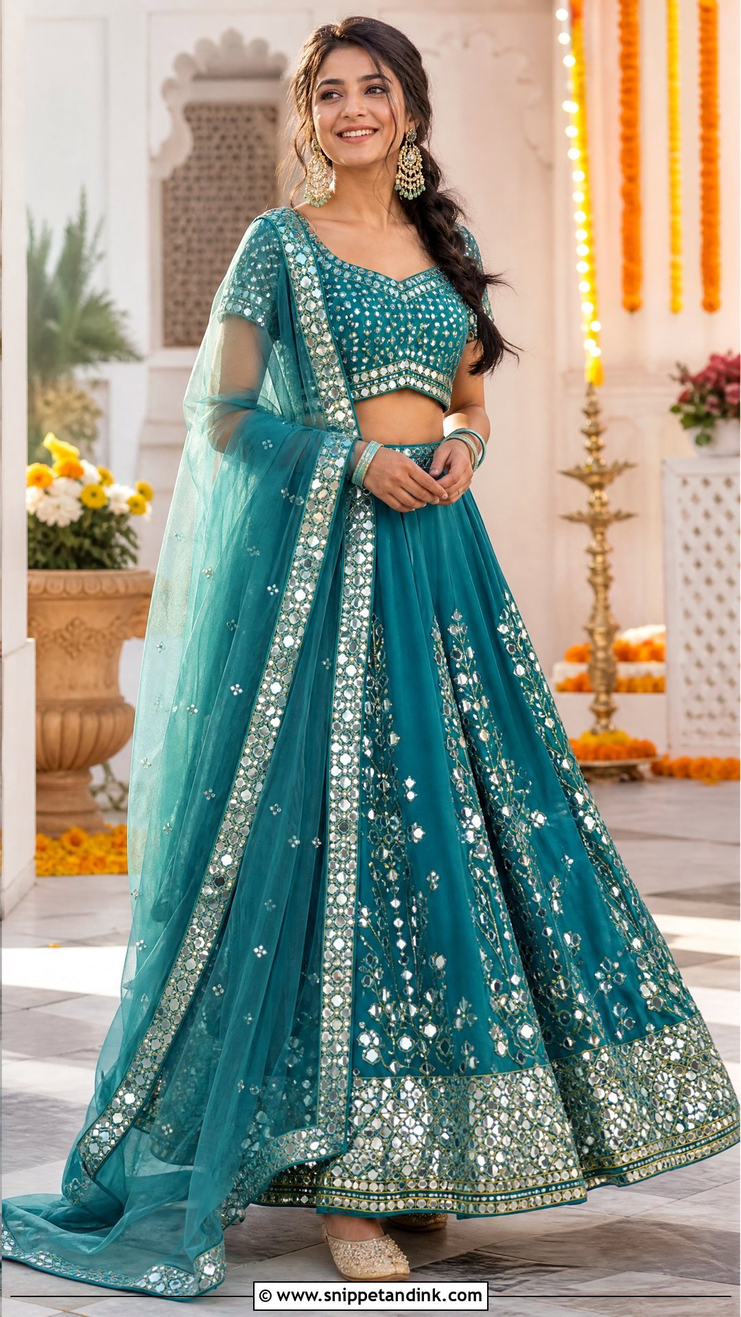 Mirror Work Wedding Thavani - Snippet and Ink - 20 Thavani Styles for Wedding