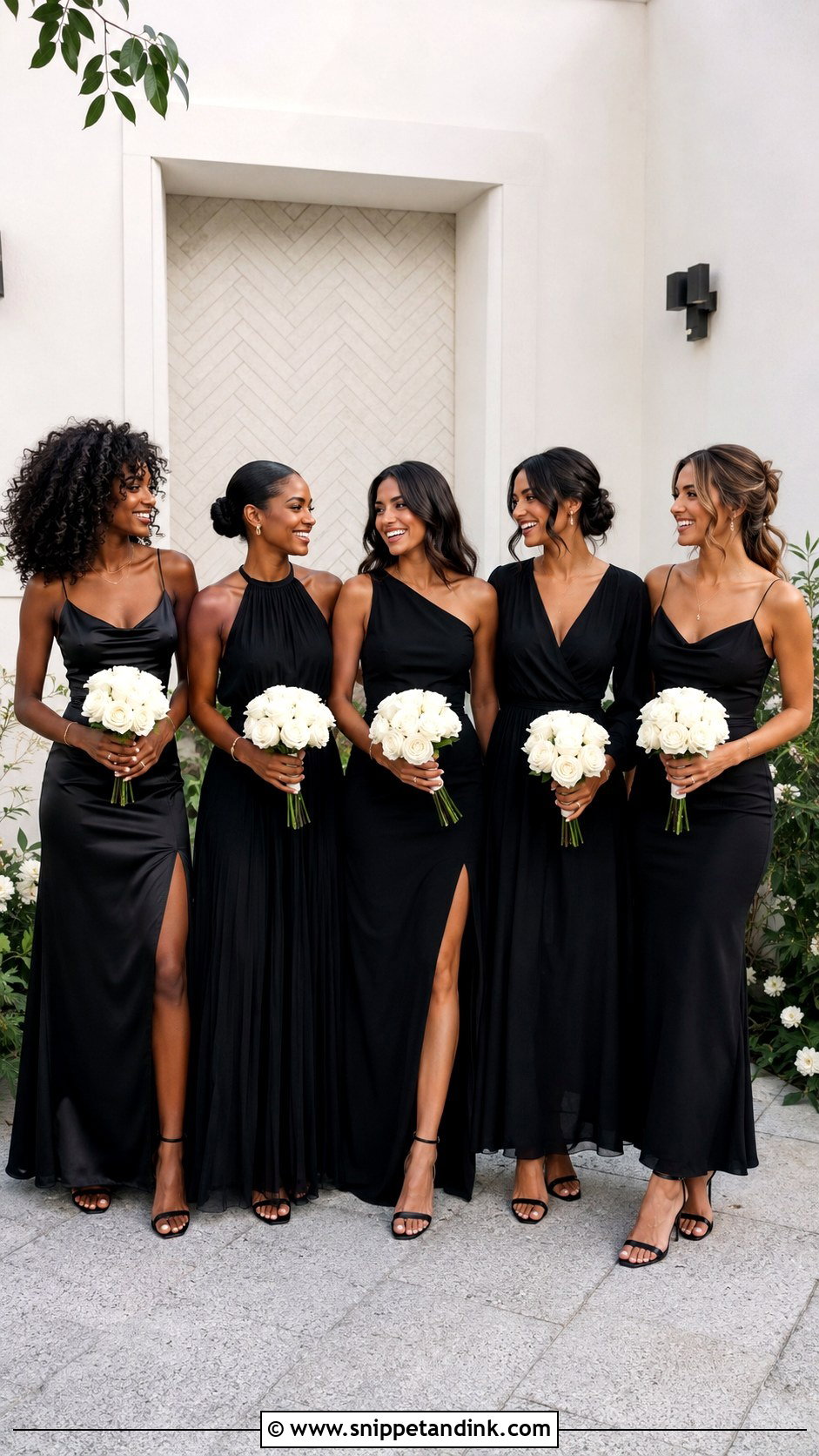 Mismatched Black Bridesmaid Dresses - Snippet and Ink - 20 Bridal Party in Black Ideas