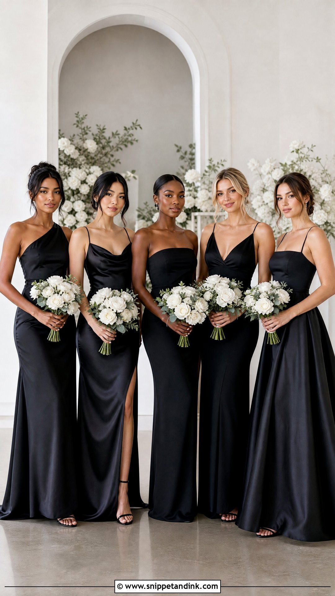 Mismatched Black Bridesmaid Dresses - Snippet and Ink - 20 Black Bridal Party Dress Ideas