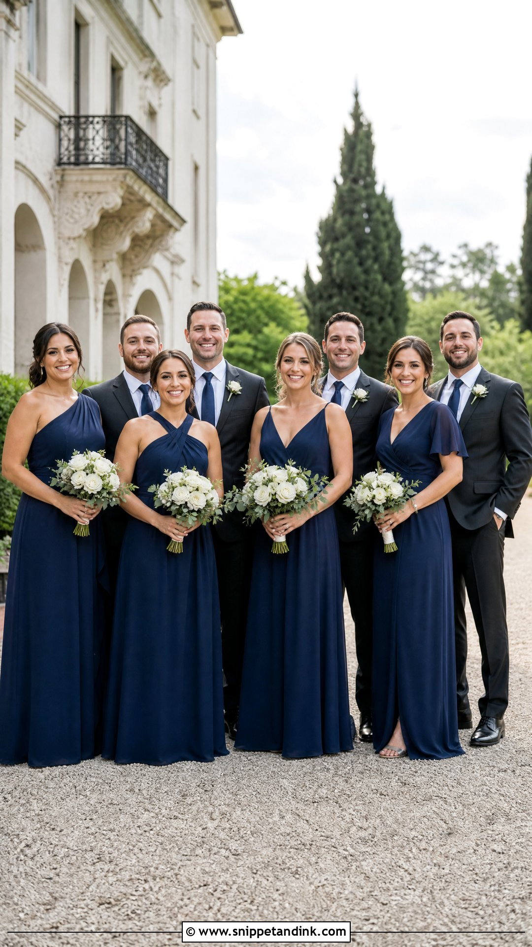Mismatched Navy Bridesmaid Dresses - Snippet and Ink - 20 Navy Bridal Parties Ideas