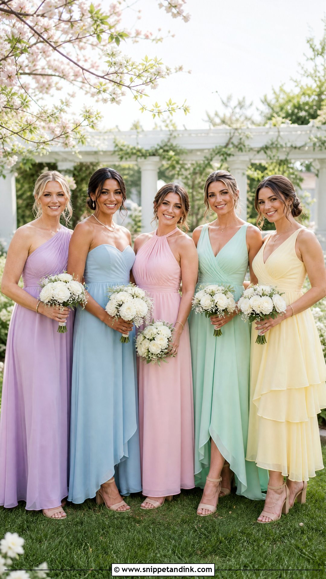 Mismatched Pastel Bridesmaid Dress Outfit - Snippet and Ink - 20 Wedding Party Looks