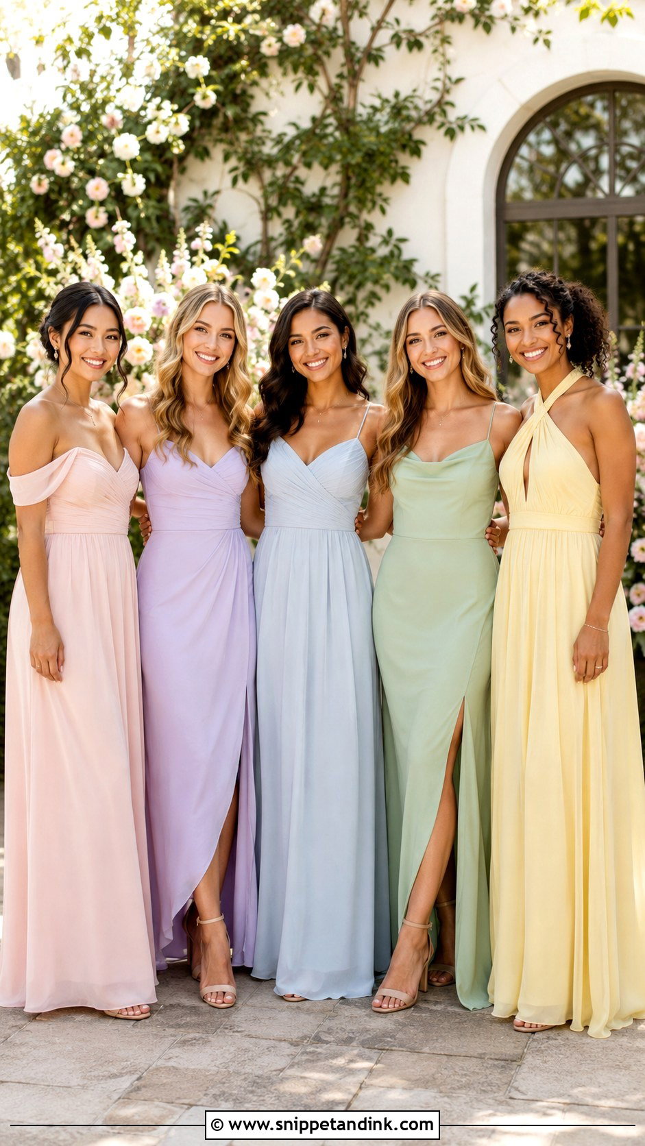 Mismatched Pastel Bridesmaid Dress Outfit - Snippet and Ink - 30 Brides Maids Outfit Ideas