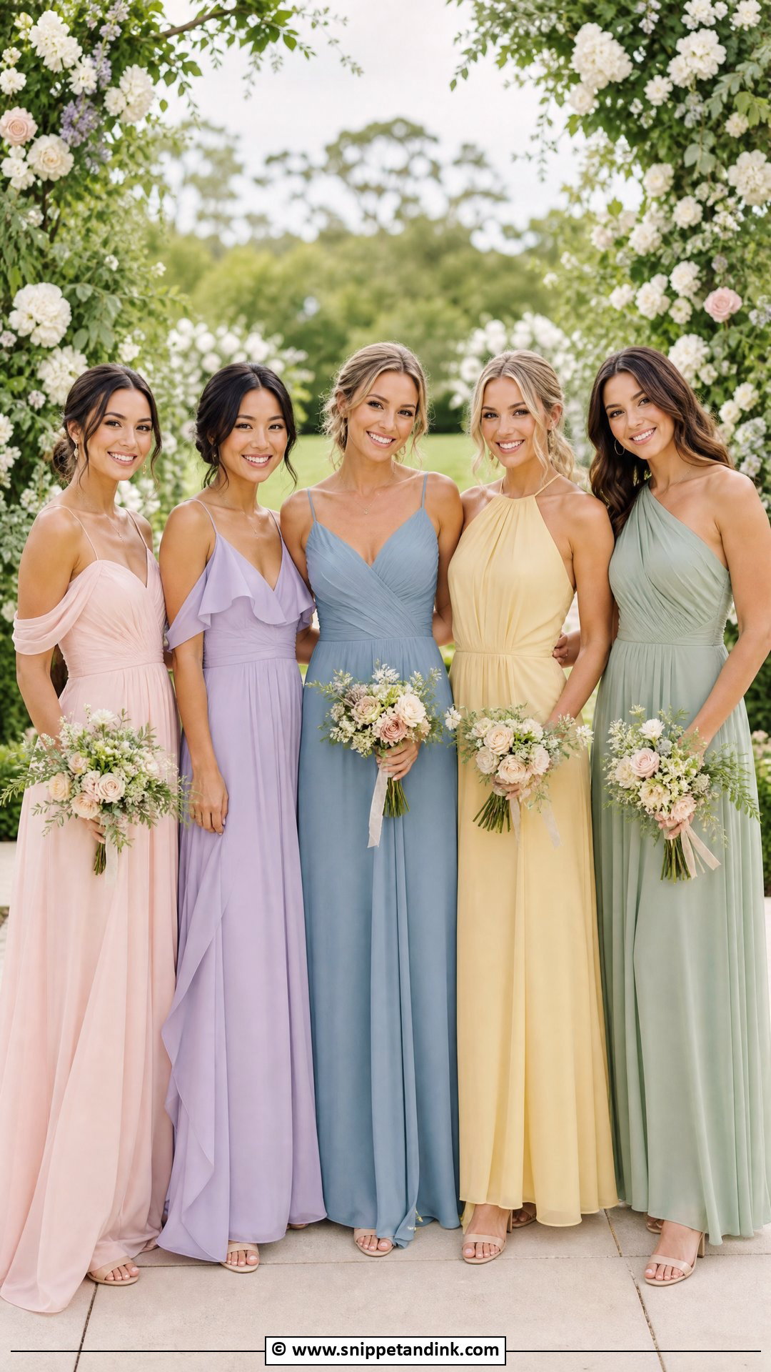 Mismatched Pastel Bridesmaid Dresses - Snippet and Ink - 30 Wedding Party Dresses
