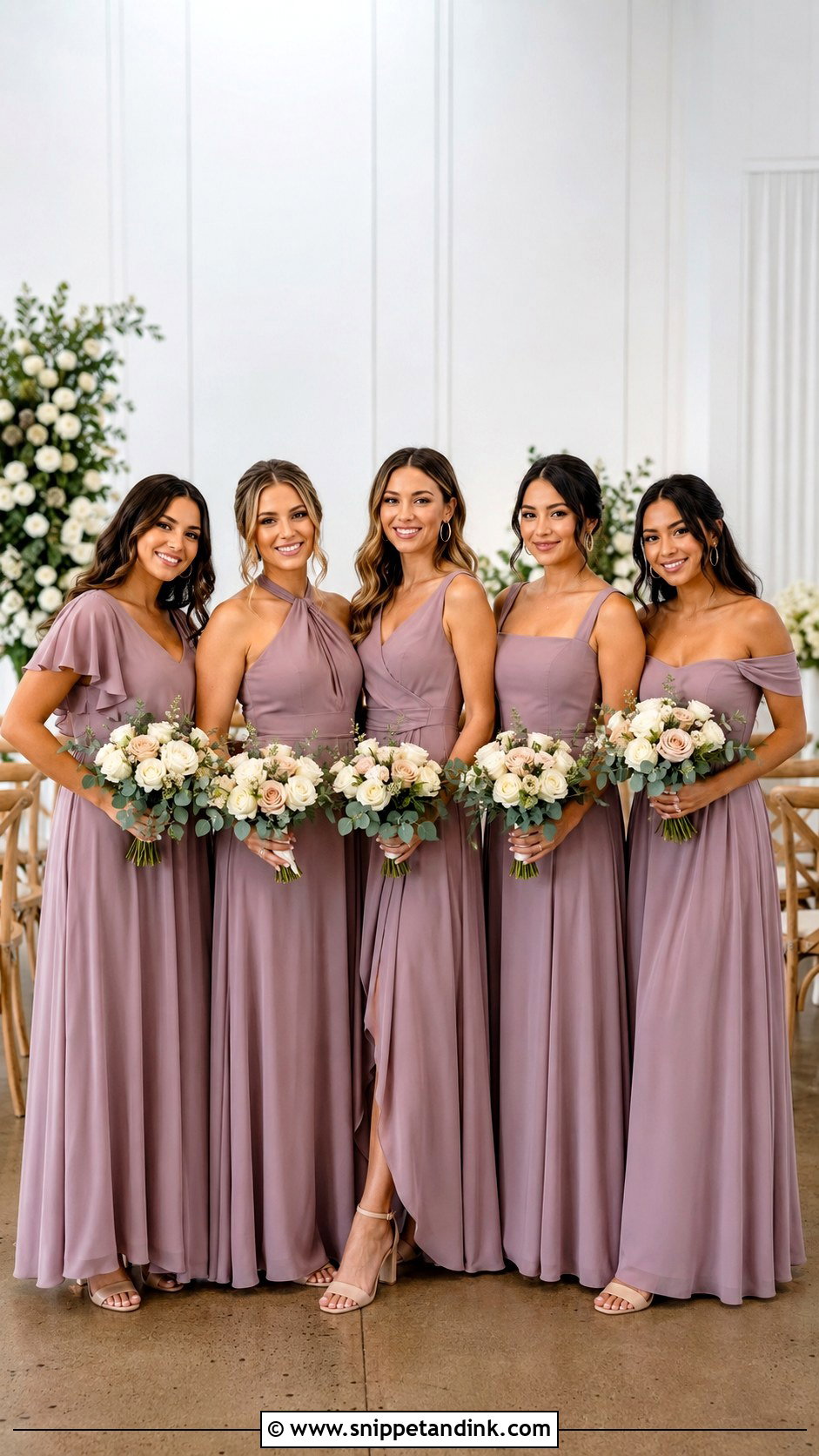 Mismatched Same Color Bridal Party Dresses - Snippet and Ink - 20 Bridal Party Attire Ideas