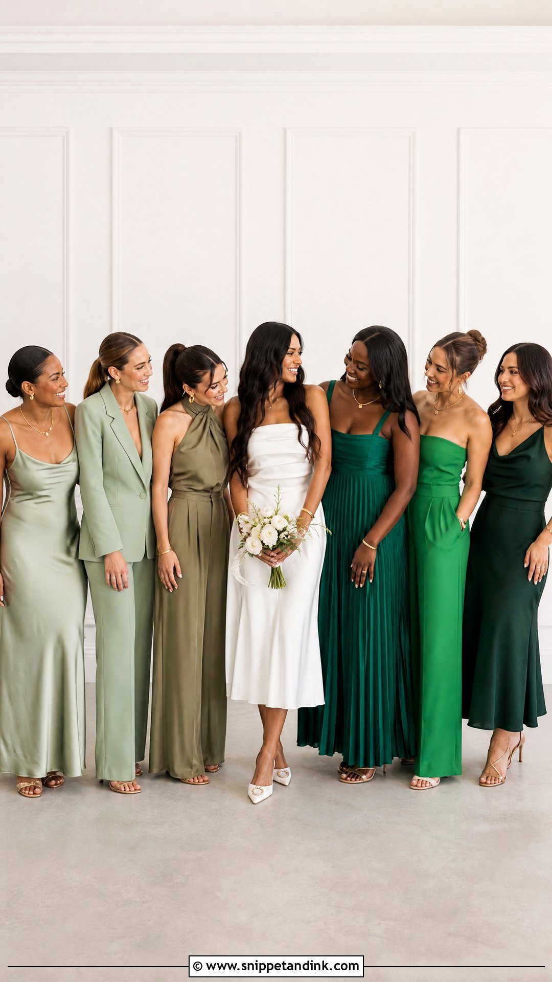 Mixed Green Bridal Party Outfits - Snippet and Ink - 20 Green Bachelorette Party Outfit Ideas